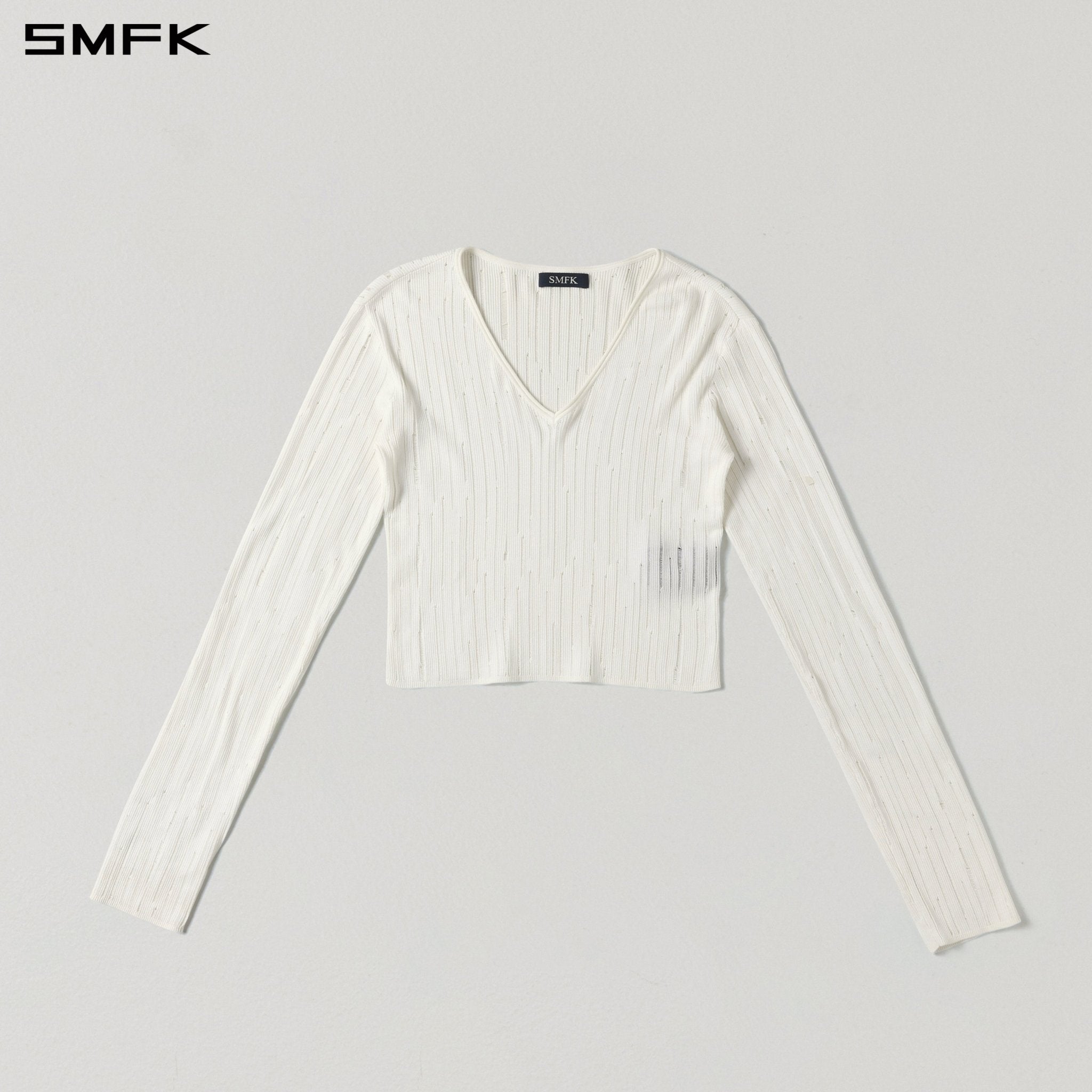 SMFK Mirage Siren Visional Knit Short Pullover in White | MADAX