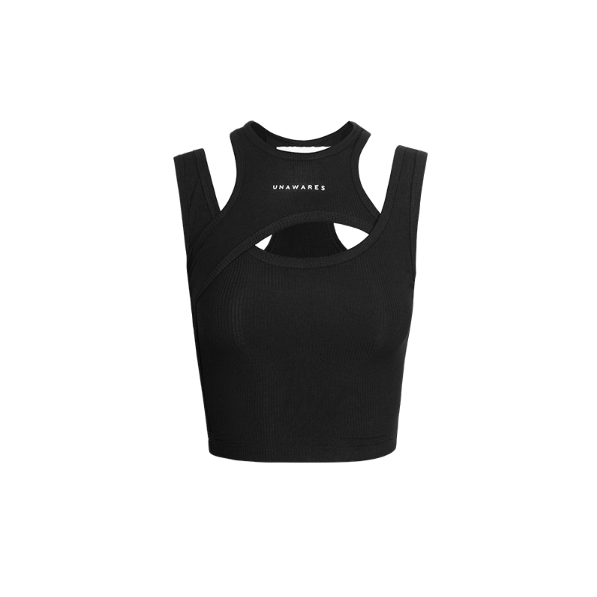 UNAWARES Misaligned Knit Vest In Black | MADAX