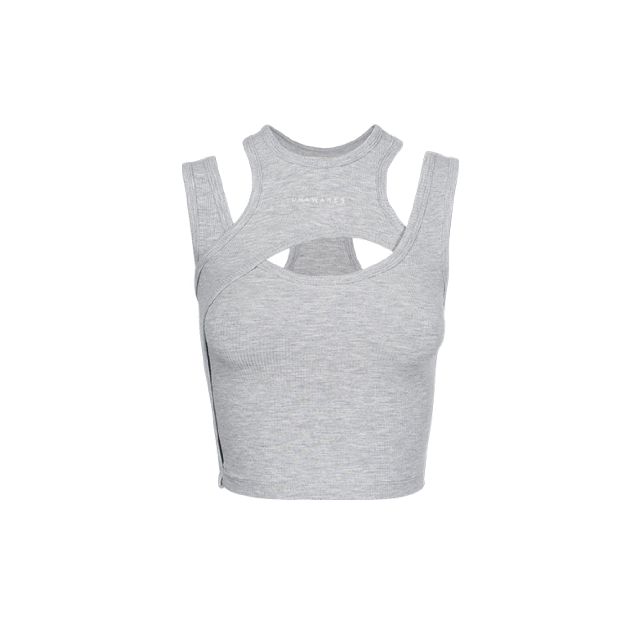 UNAWARES Misaligned Knit Vest In Gray | MADAX