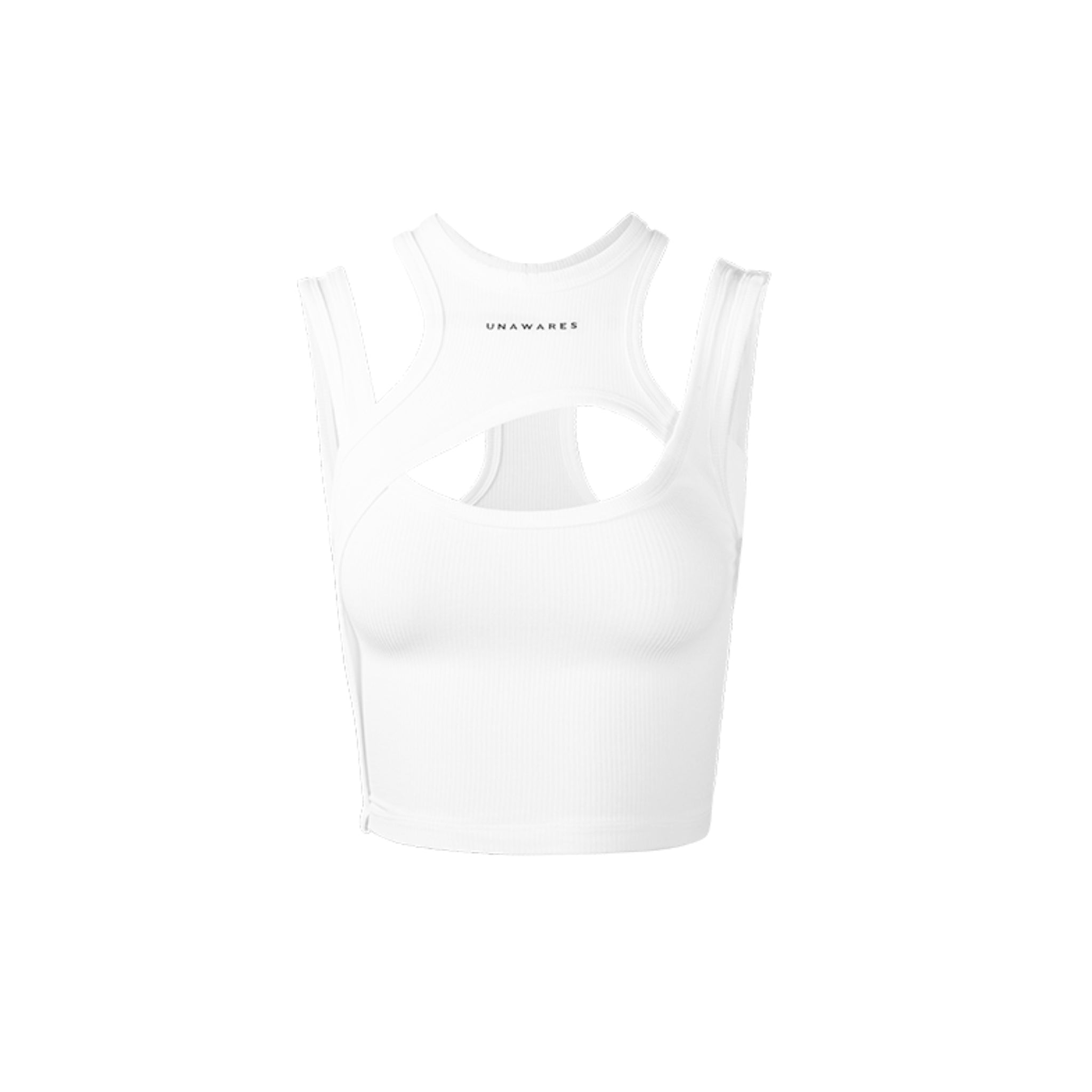 UNAWARES Misaligned Knit Vest In White | MADAX