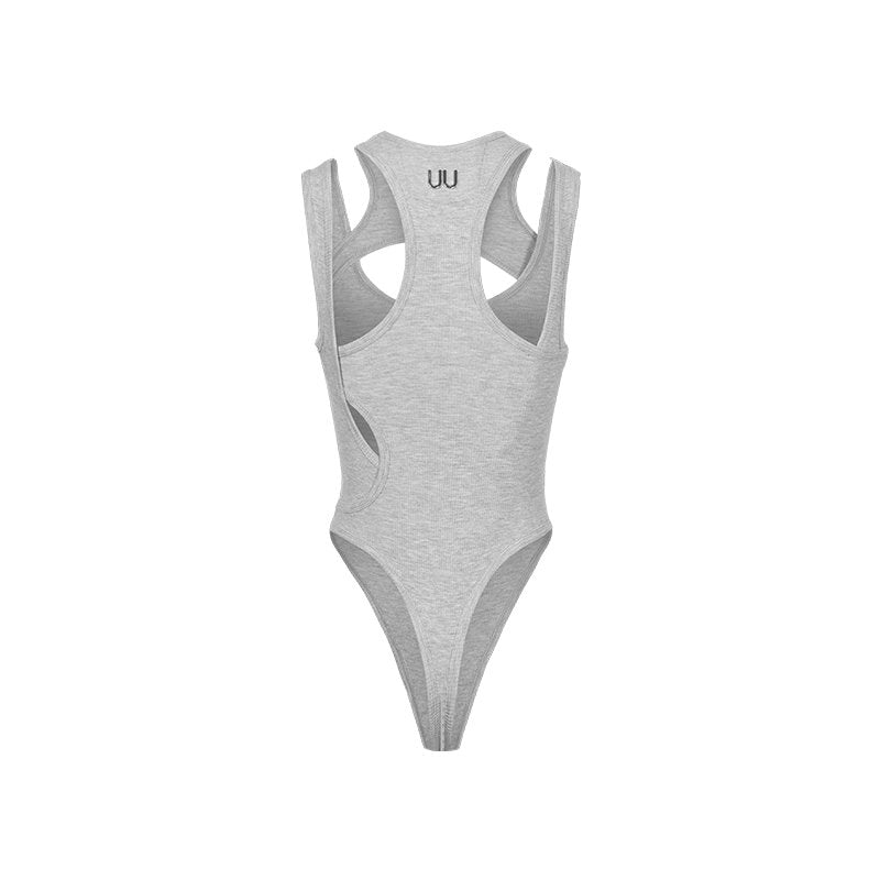 MADAX Misaligned Structure Knitted Onesies in Gray | MADAX