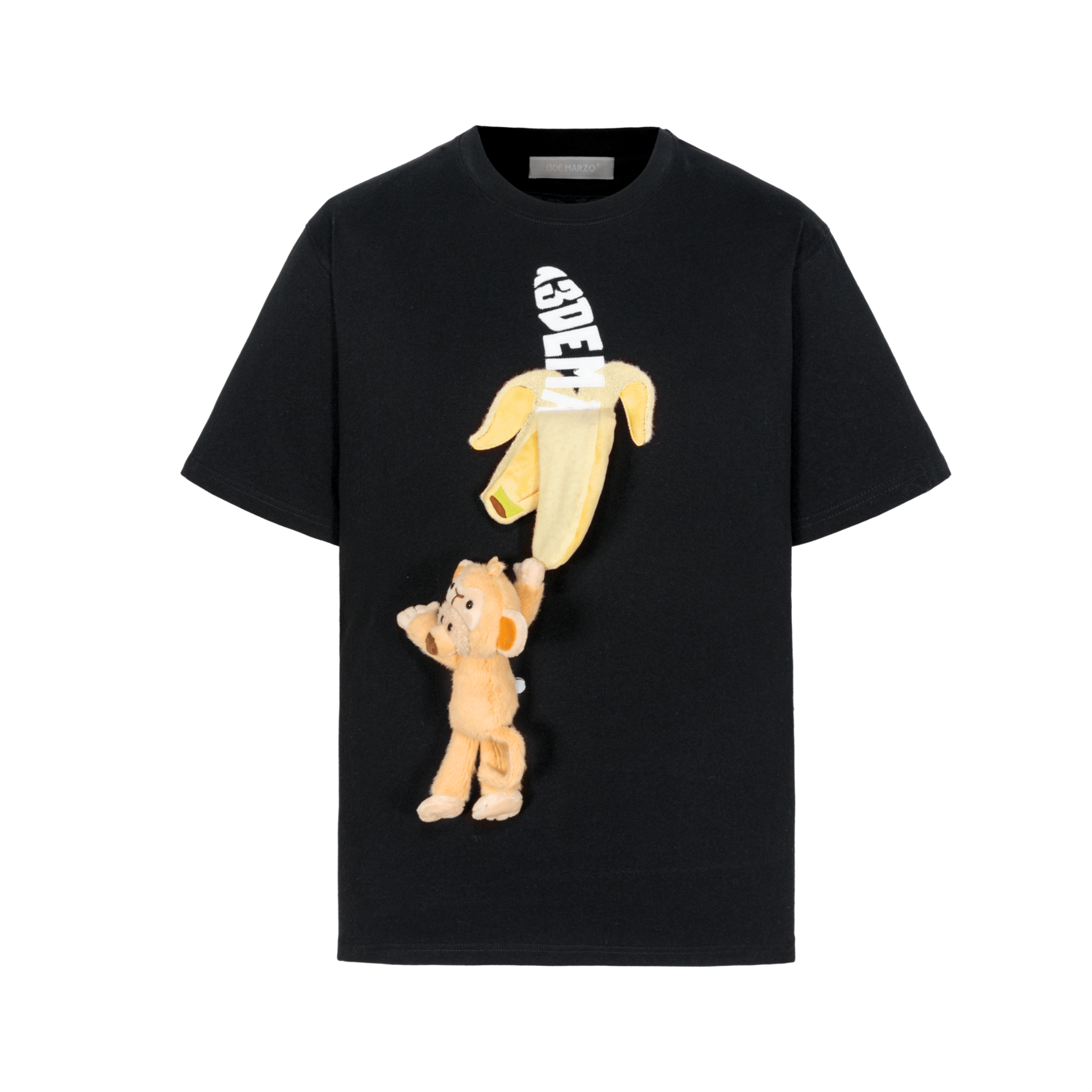 13DE MARZO Monkey Bear Doll Banana Short Sleeve in Black | MADAX