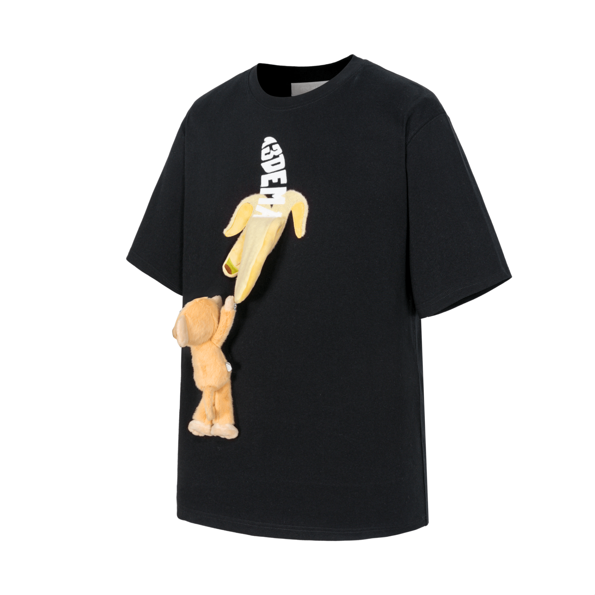 13DE MARZO Monkey Bear Doll Banana Short Sleeve in Black | MADAX