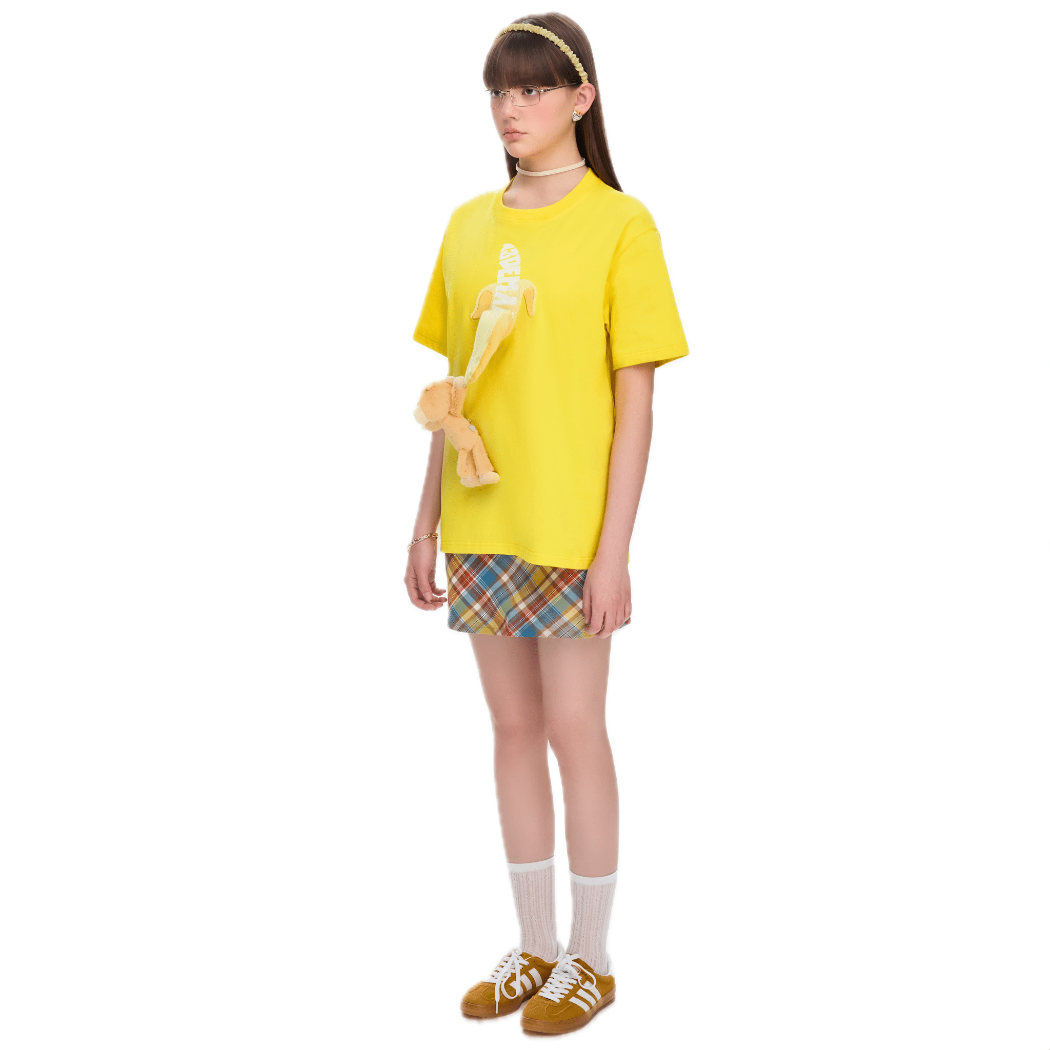 13DE MARZO Monkey Bear Doll Banana Short Sleeve in Yellow | MADAX