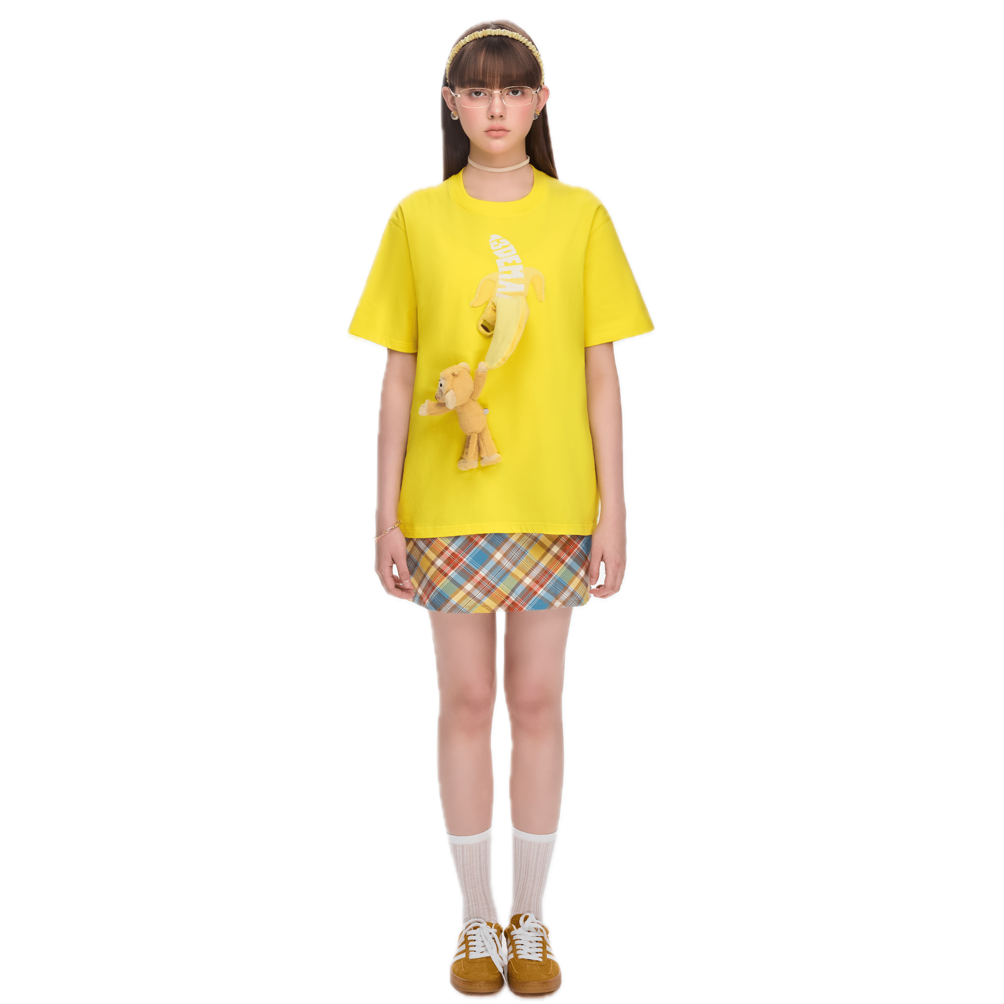 13DE MARZO Monkey Bear Doll Banana Short Sleeve in Yellow | MADAX