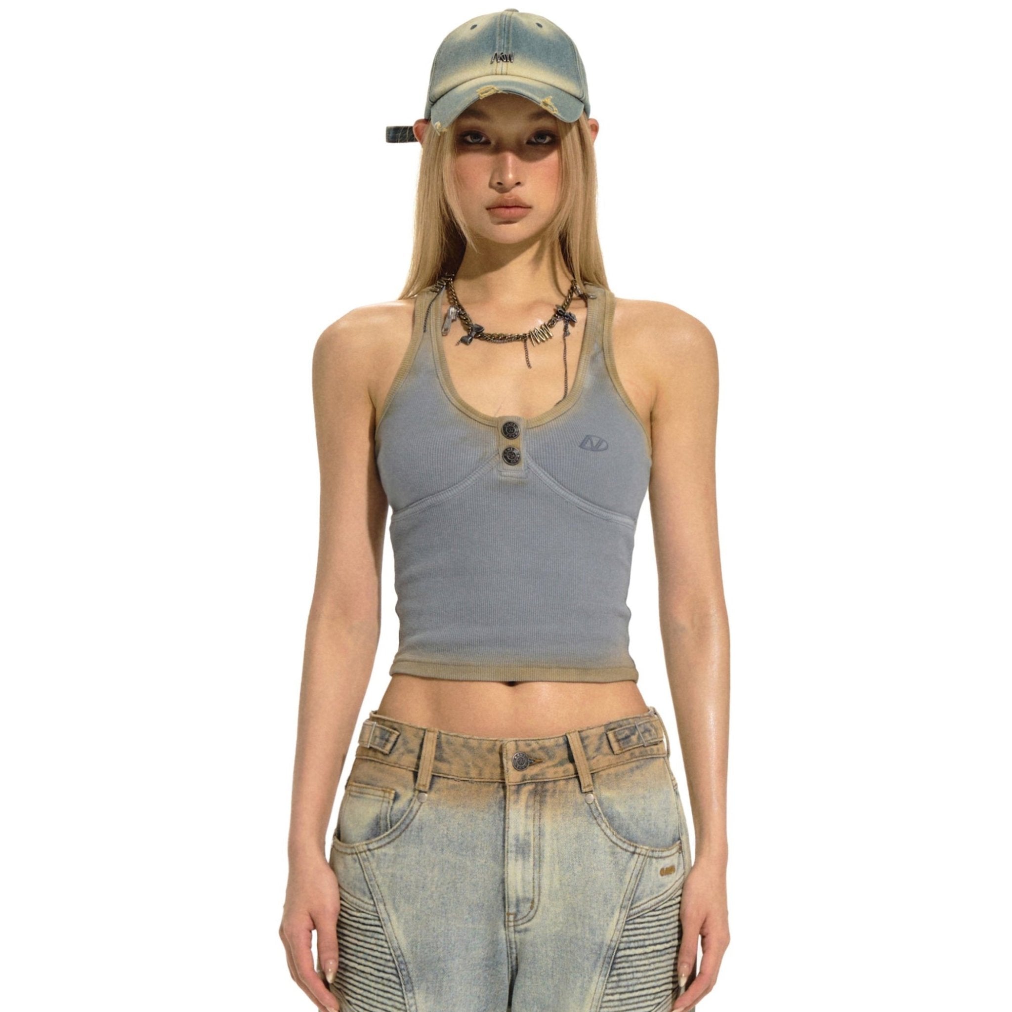 NAWS Mud - dyed Ribbed Tank Top | MADAX