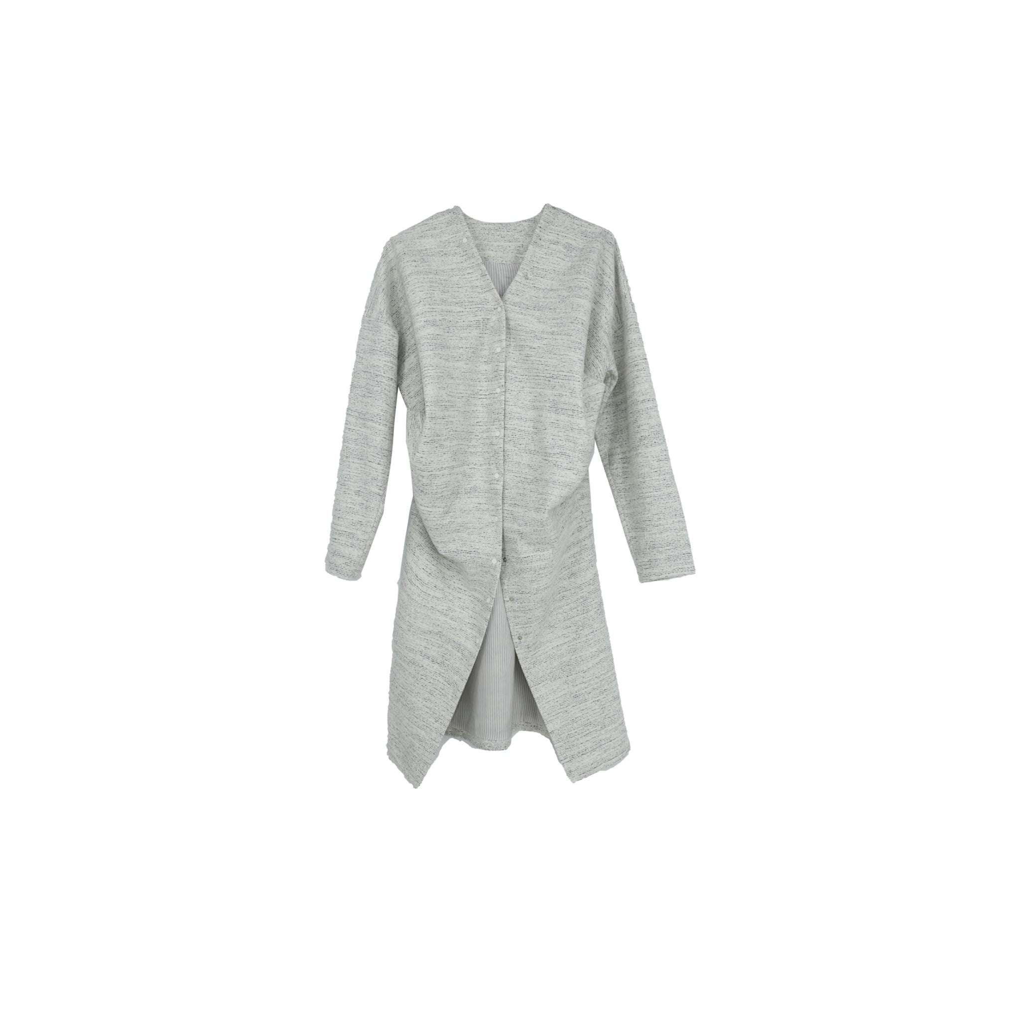 ilEWUOY Multi-button Collarless Heather Wool Coat | MADA IN CHINA