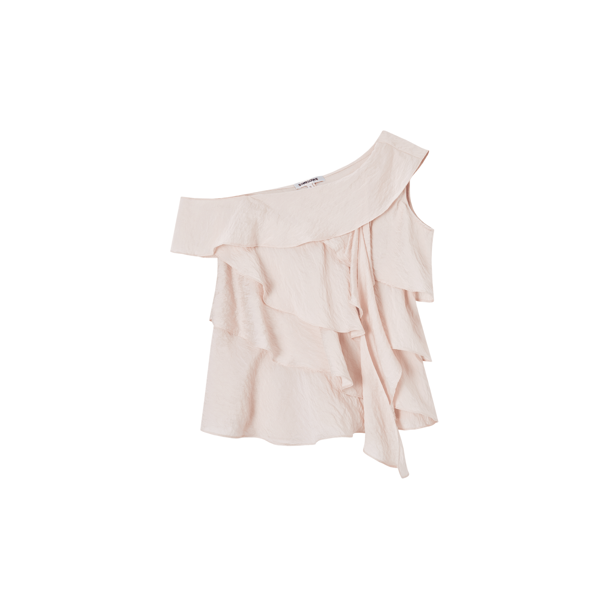 SOMESOWE Multi-layered Ruffled Off-shoulder Top in Pink | MADAX