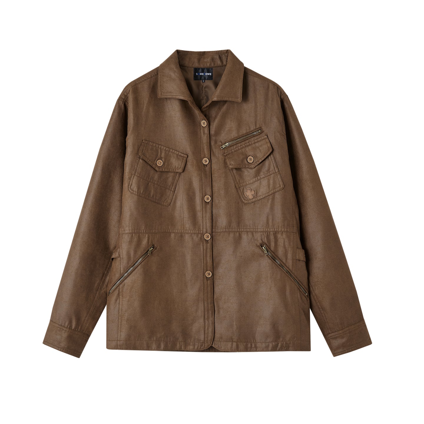 SOMESOWE Multi - pocket Casual Suede Jacket In Brown | MADAX