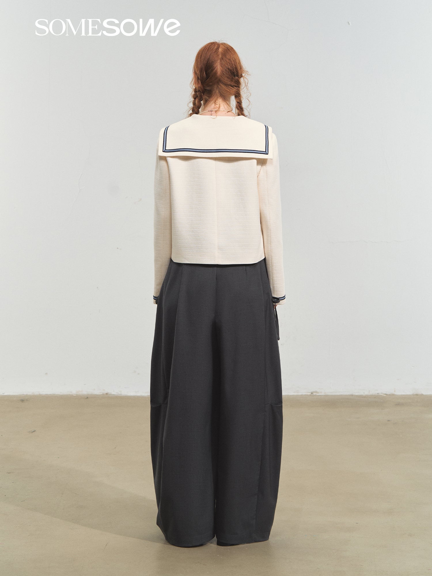 SOMESOWE Nautical Embroidered Tweed Short Jacket In Off - white | MADAX