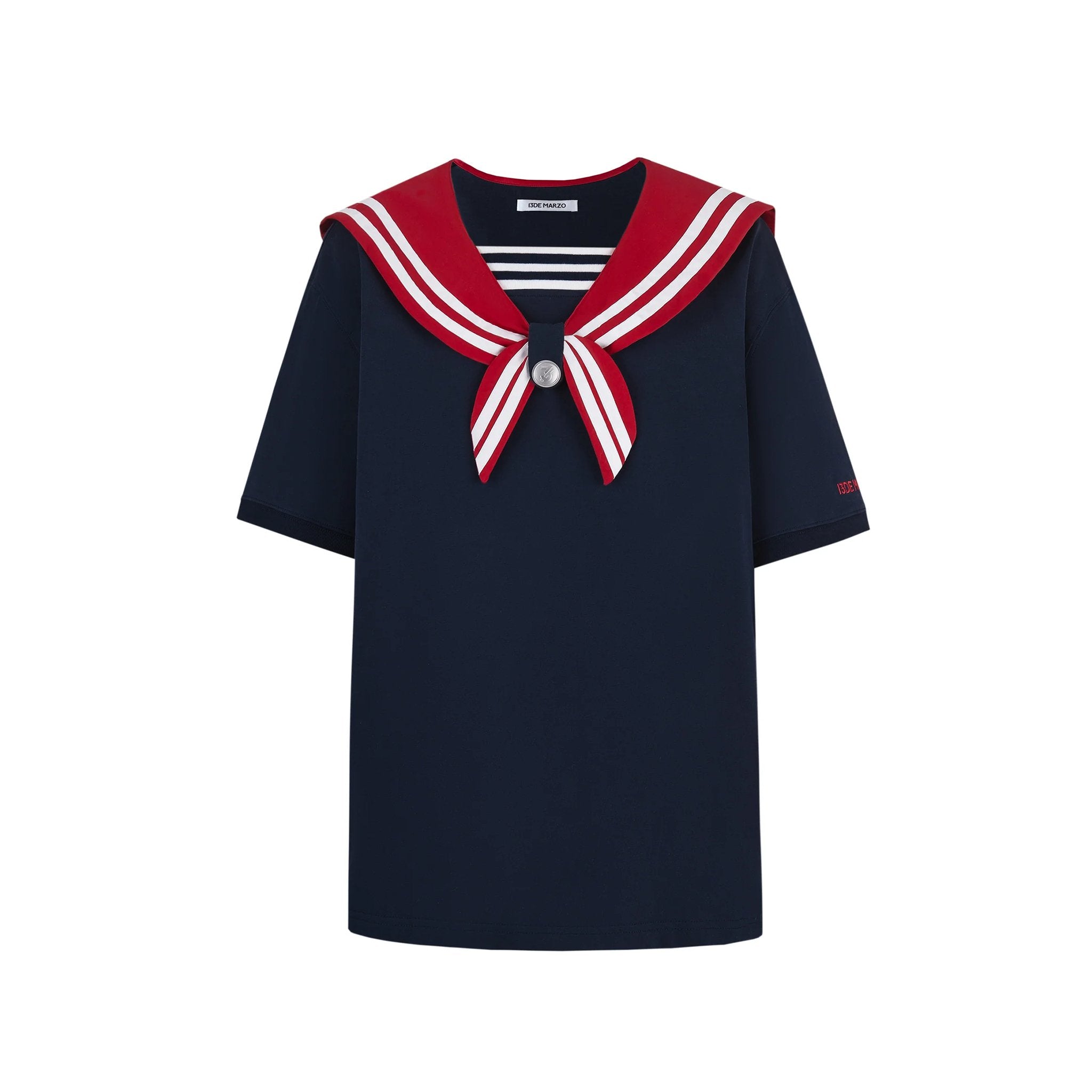 13DE MARZO Navy Blue Bear Sailor T - shirt | MADA IN CHINA