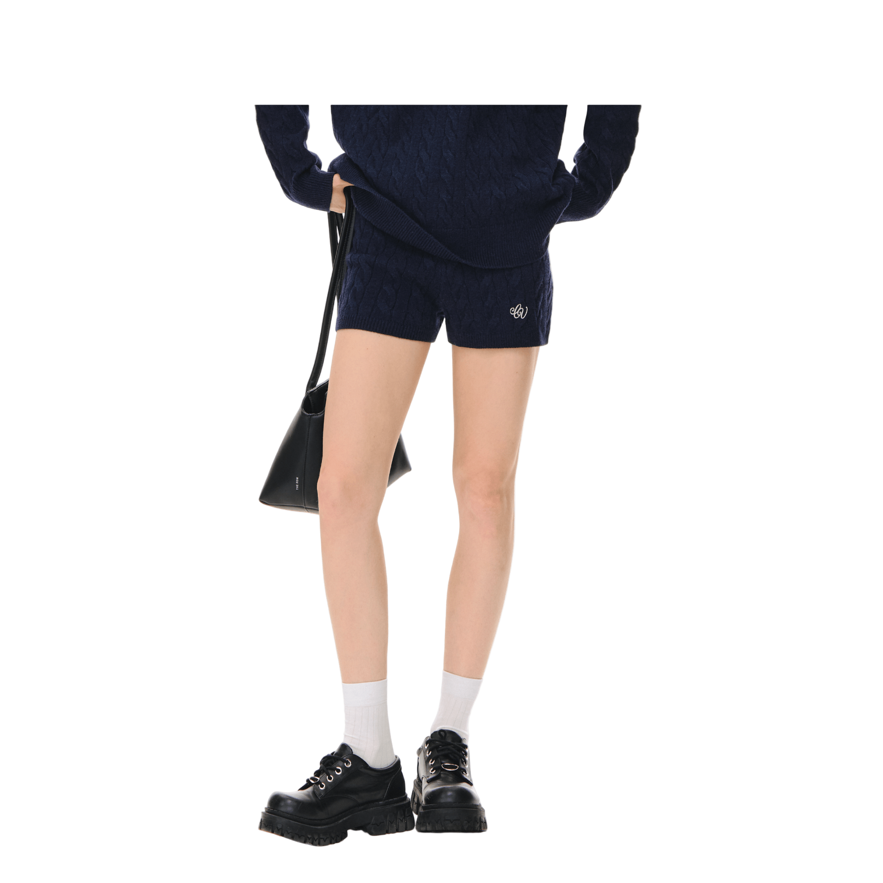 CLIMAX VISION Navy Blue Cable Knit Suit Shorts | MADAX