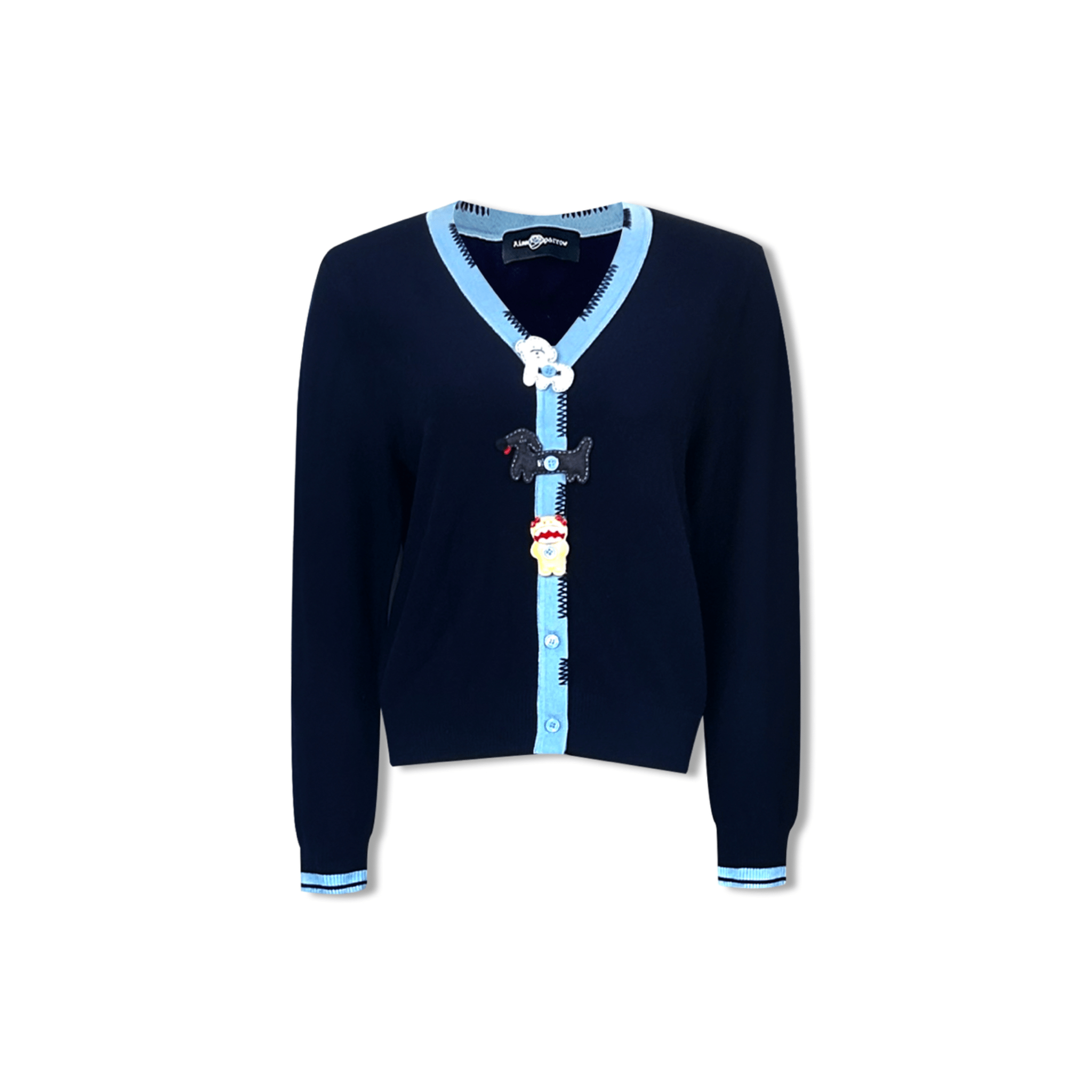 AIMME SPARROW Navy Blue Cute Hanging Knitted Cardigan | MADAX