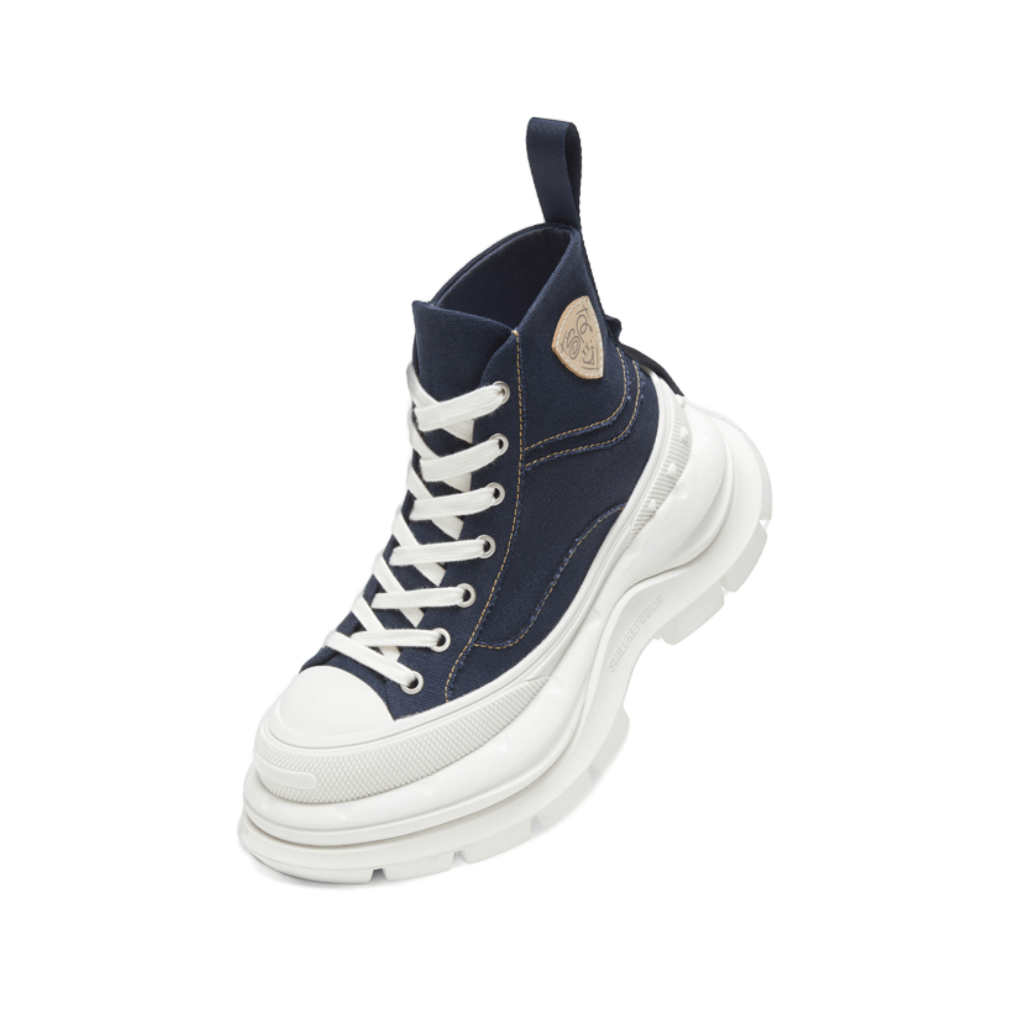 SMILEREPUBLIC Navy Blue High - top Open - mouthed Platform Canvas Shoes 2.0 | MADAX