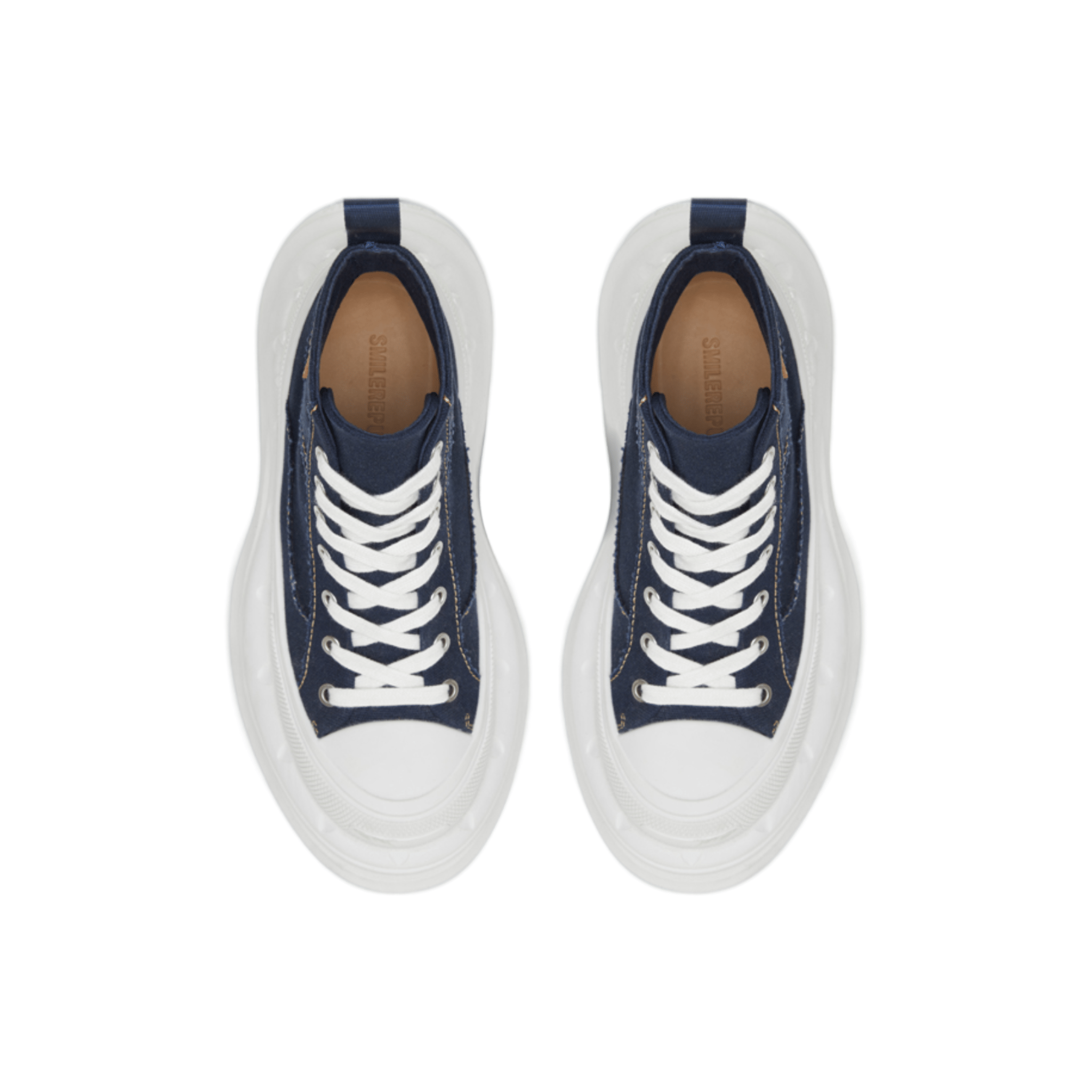 SMILEREPUBLIC Navy Blue High - top Open - mouthed Platform Canvas Shoes 2.0 | MADAX