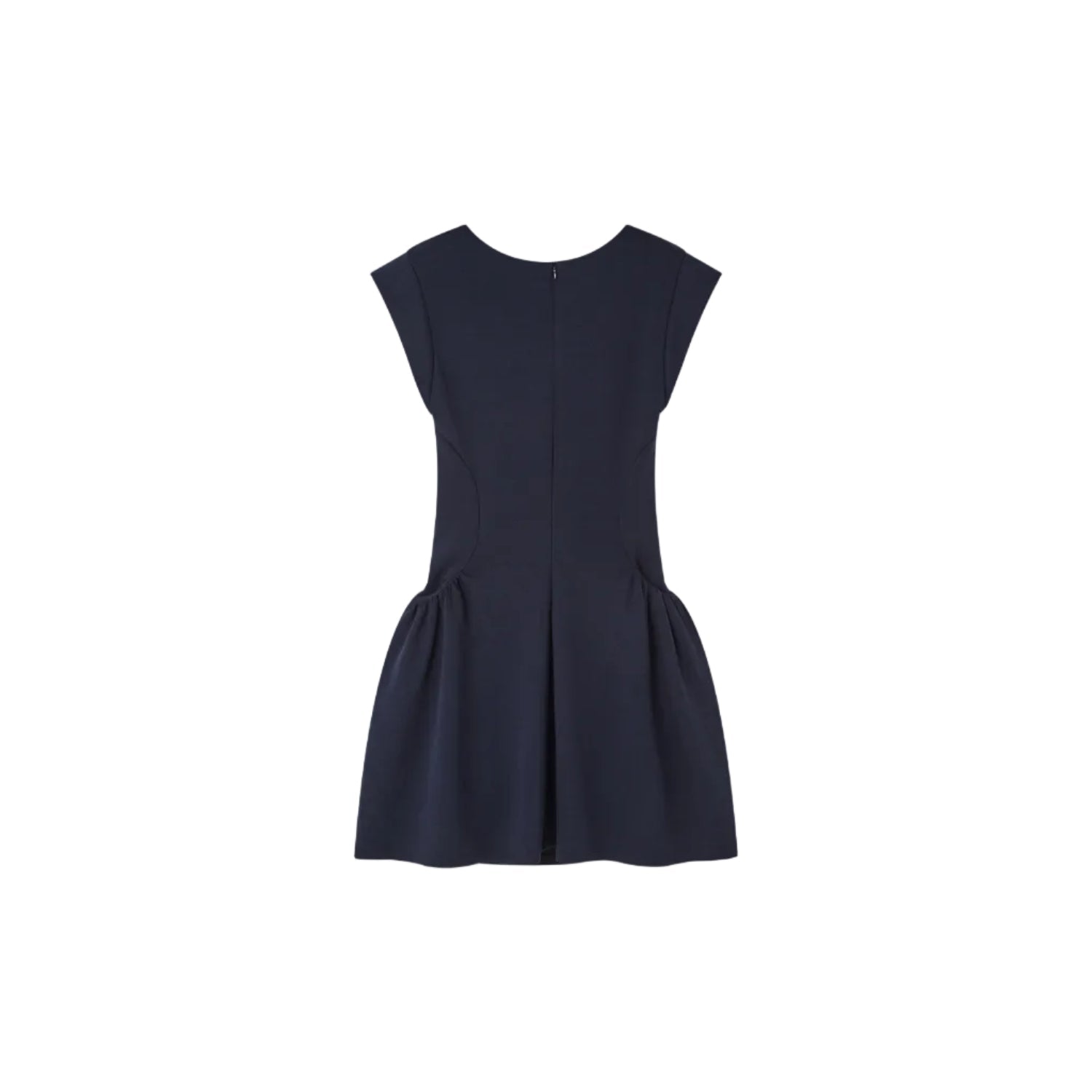 SOMESOWE Navy Blue V-Neck Fitted Waist Dress | MADAX