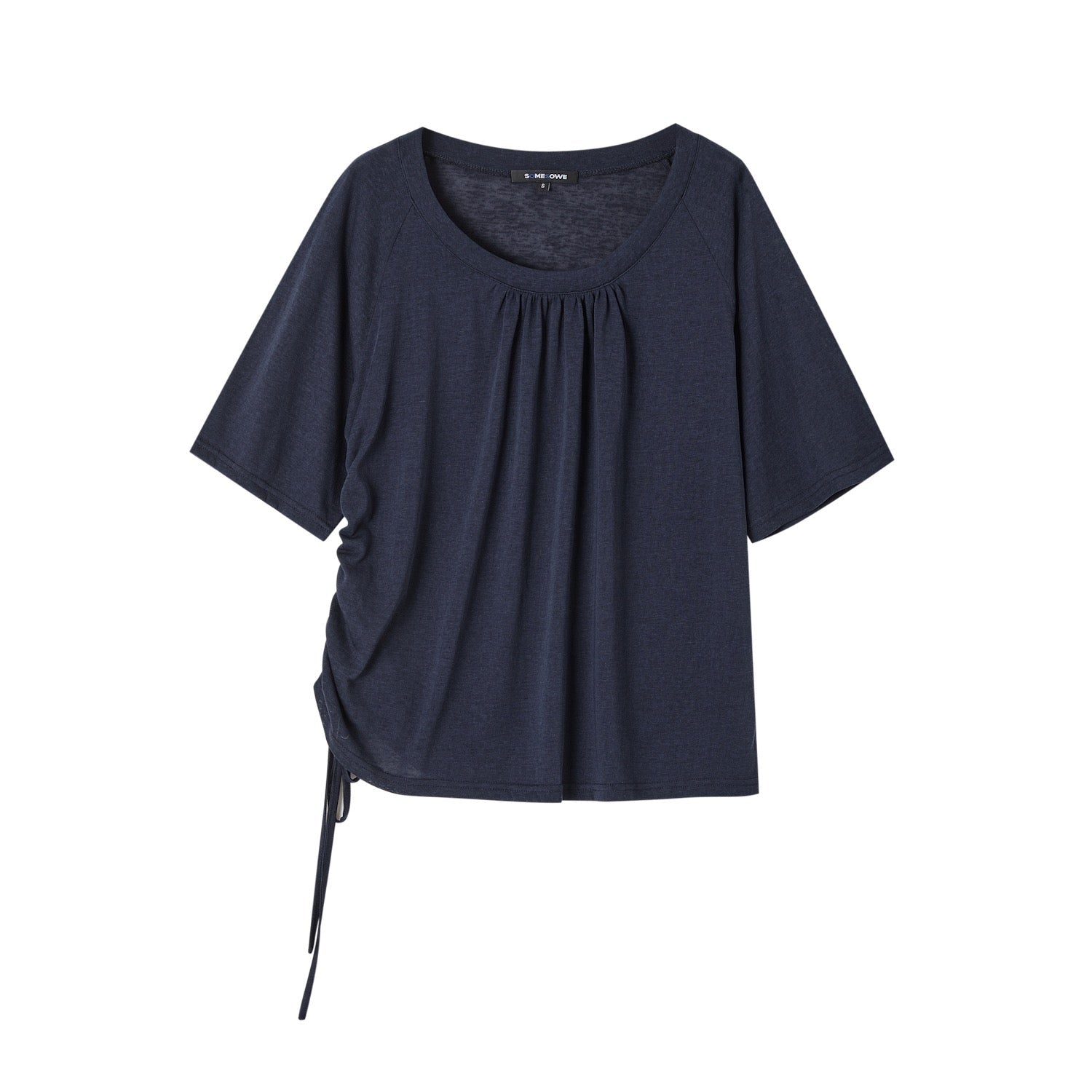SOMESOWE Navy Blue V-Neck Short-Sleeved T-Shirt | MADAX
