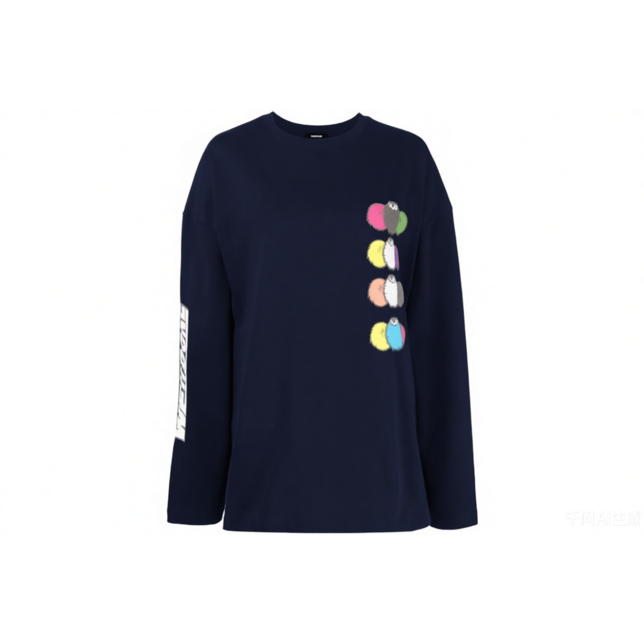 WE11DONE NAVY BULE WE11DONE DUST DOUBLE LOGO LONG T - SHIRT | MADAX