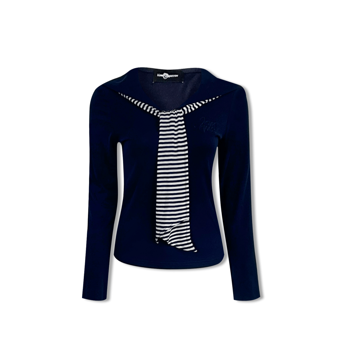 AIMME SPARROW Navy Collar Cape Top In Navy Blue | MADAX