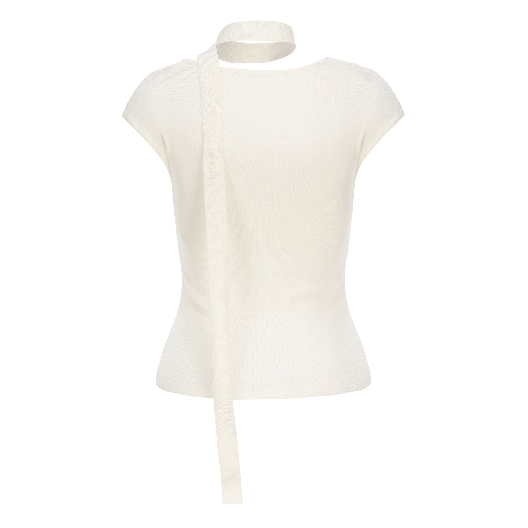 ARTE PURA Neckline Knitted T-shirt In White | MADA IN CHINA