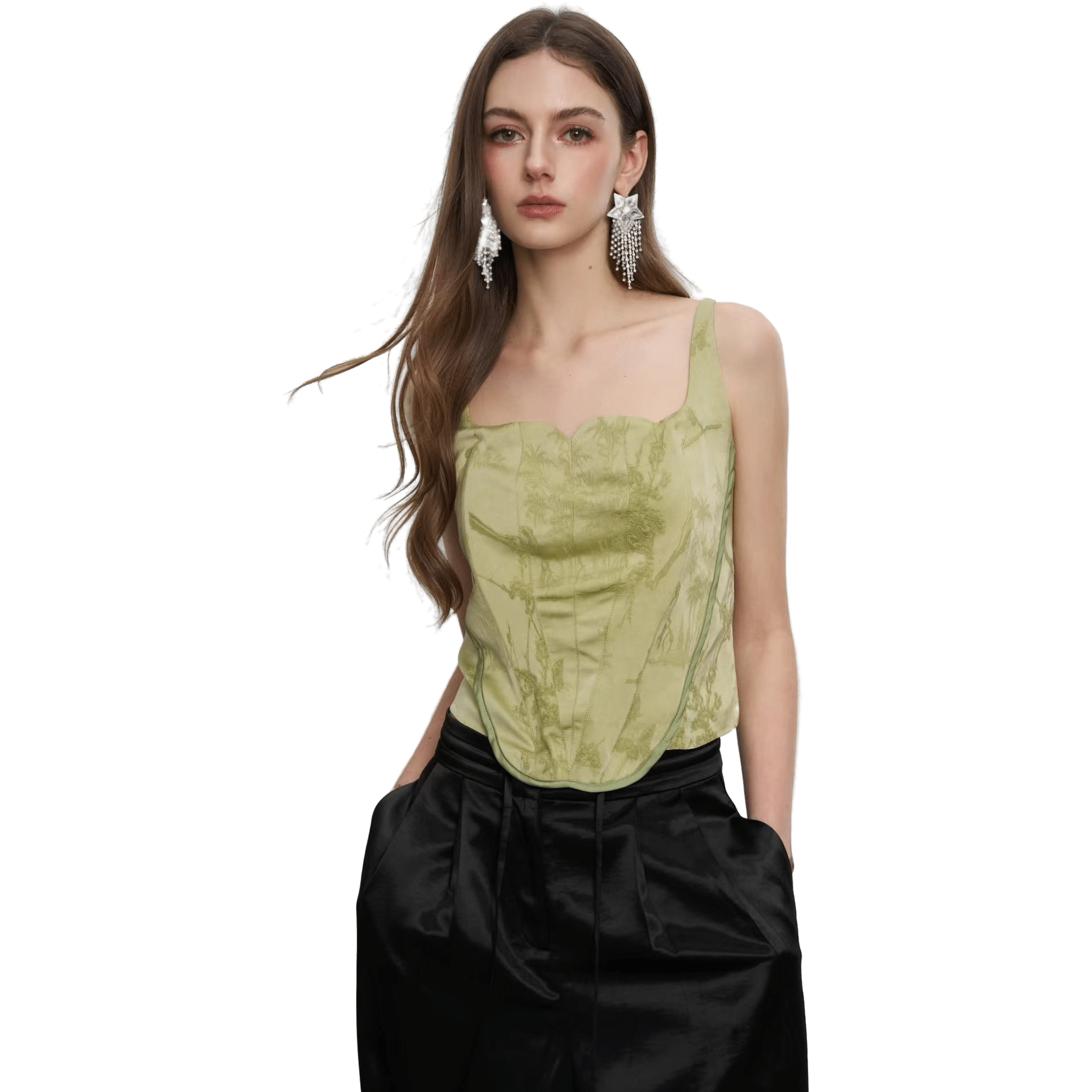 AIMME SPARROW New Chinese Embroidery Vest In Green | MADAX