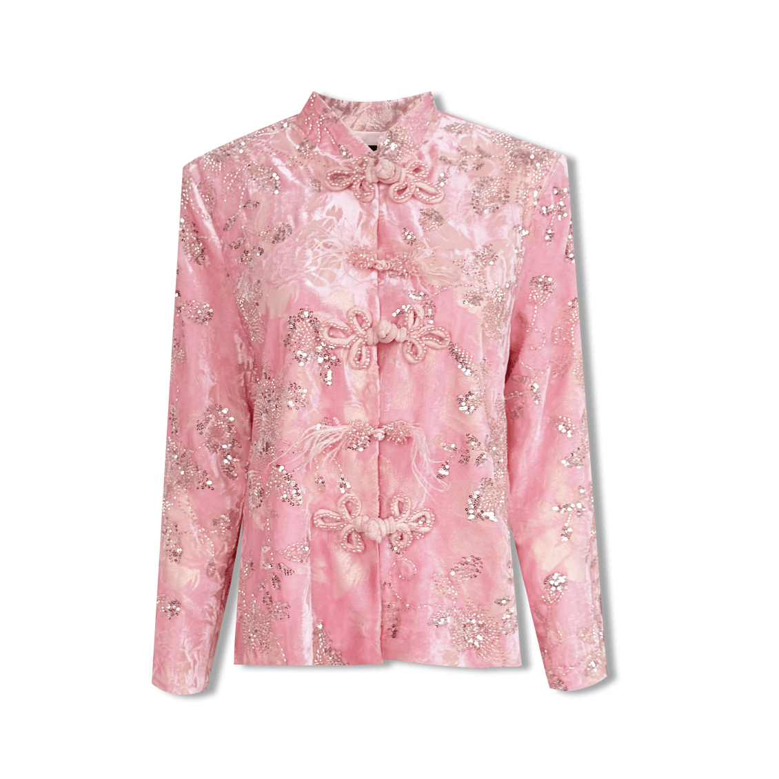 AIMME SPARROW New Chinese Style Sequin Embroidered Jacket In Pink | MADAX