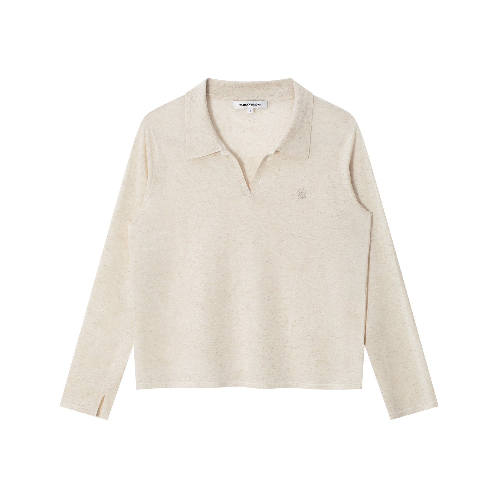 CLIMAX VISION Oatmeal - colored Tencel Linen Cool Polo Long Sleeve | MADAX