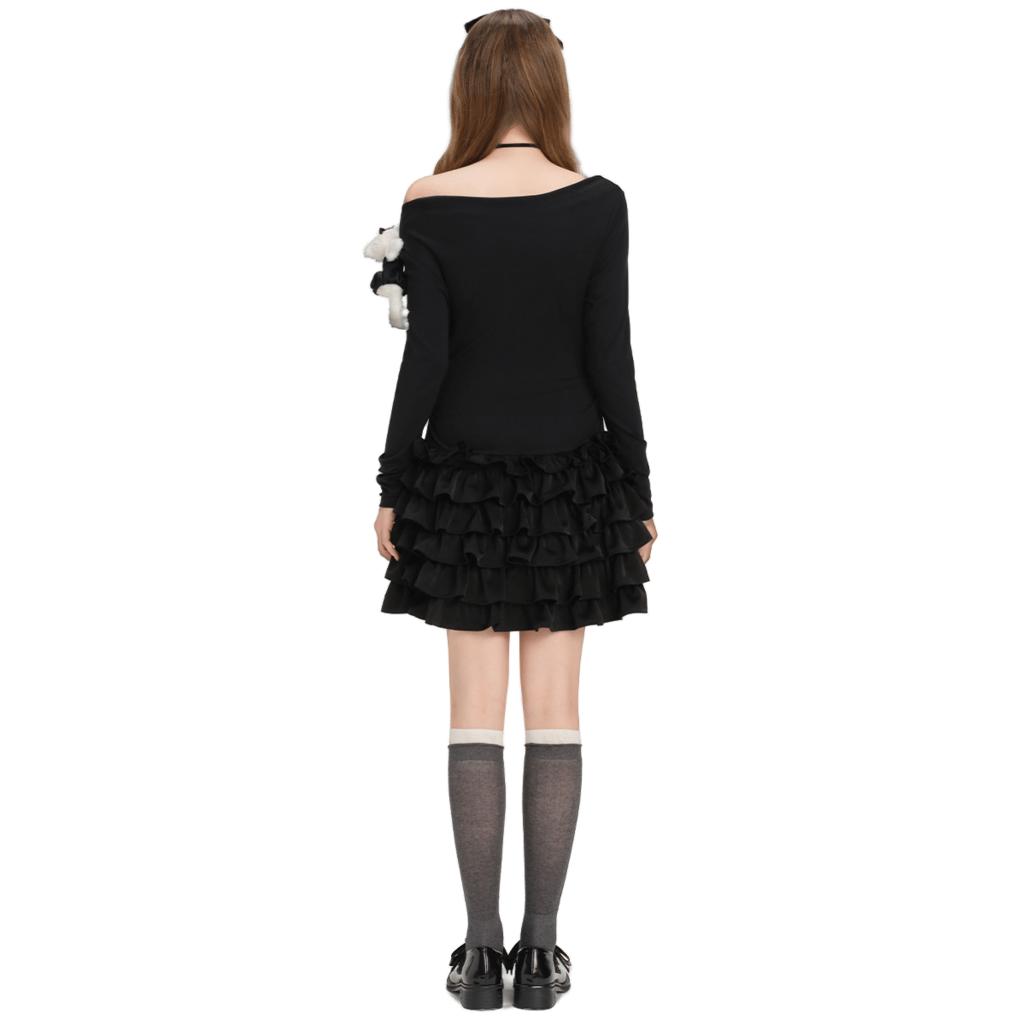 13DE MARZO Off - shoulder Cake Dress in Black | MADAX