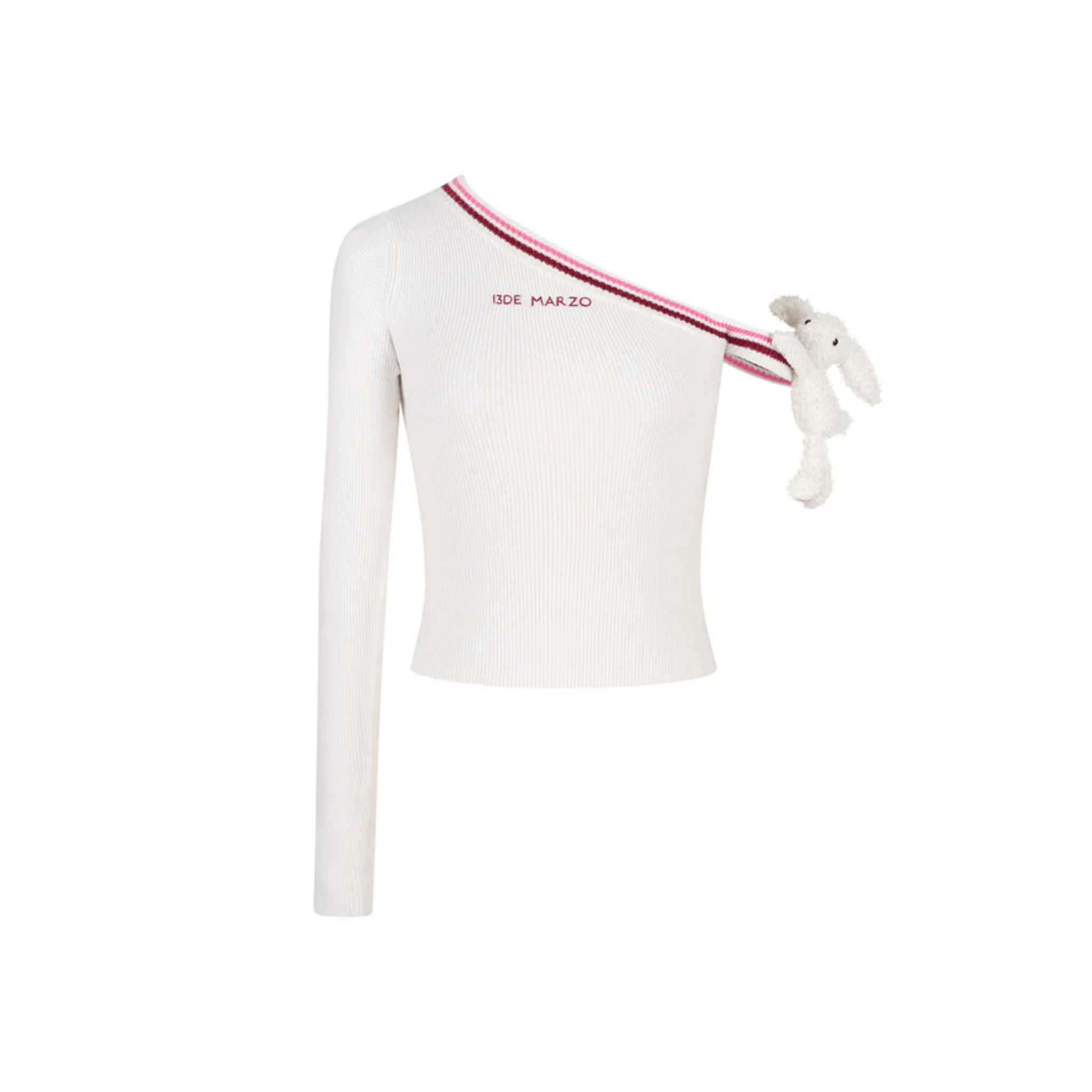13DE MARZO Off - shoulder Knitted Long - sleeved in White | MADAX