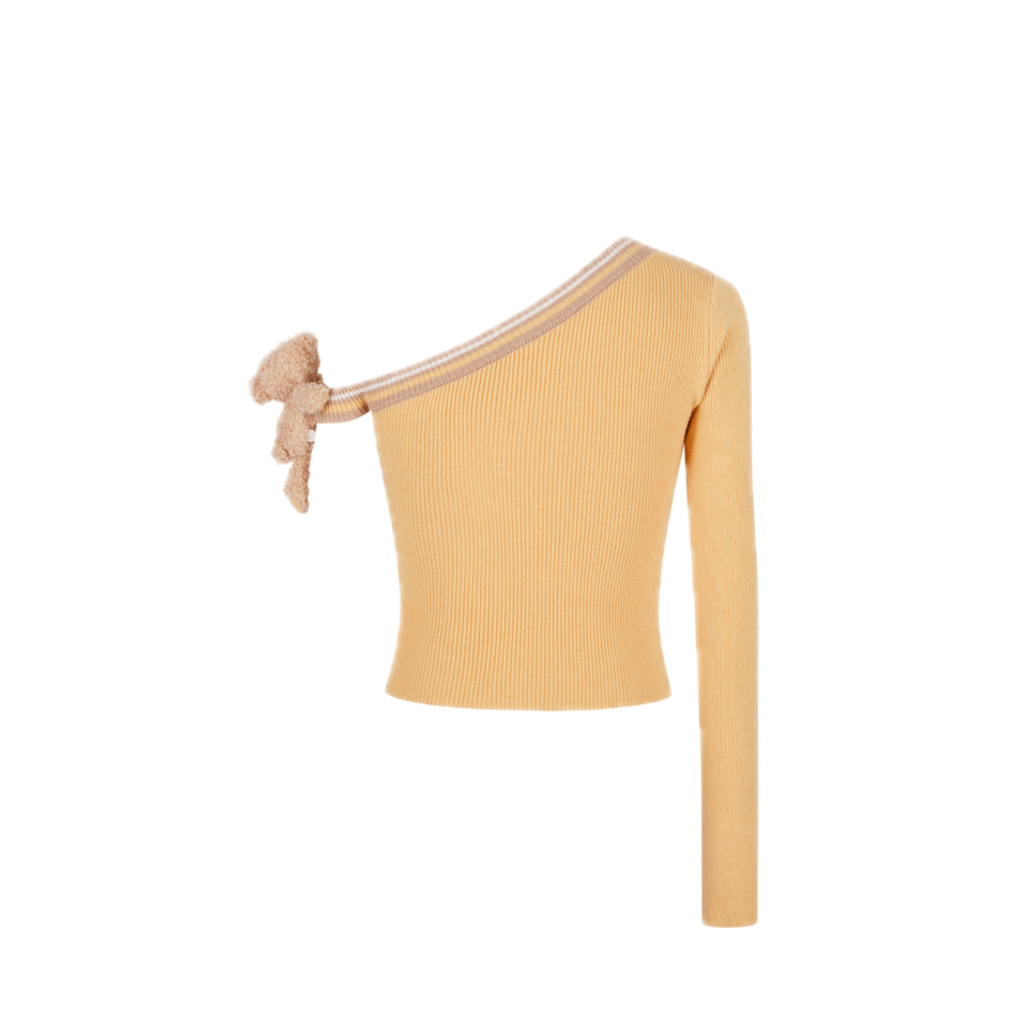 13DE MARZO Off - shoulder Knitted Long - sleeved in Yellow | MADAX