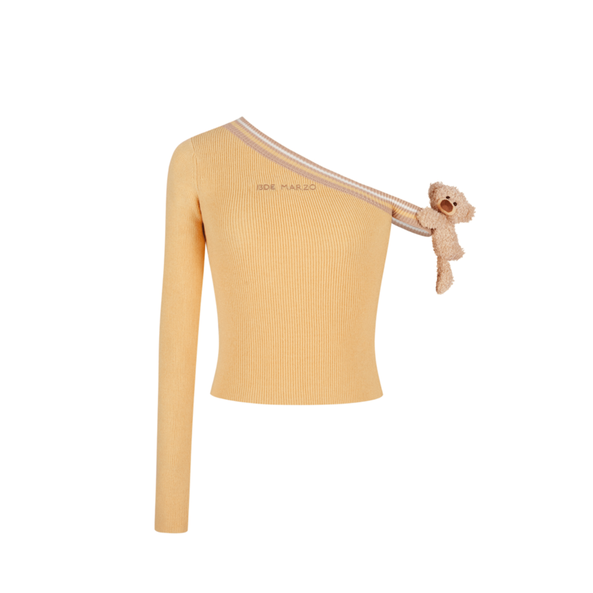 13DE MARZO Off - shoulder Knitted Long - sleeved in Yellow | MADAX