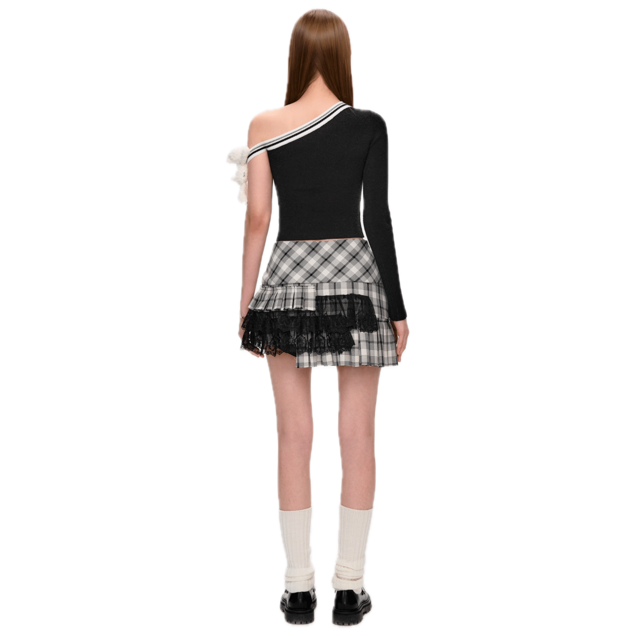 13DE MARZO Off - shoulder Knitted Long - sleeves in Black | MADAX