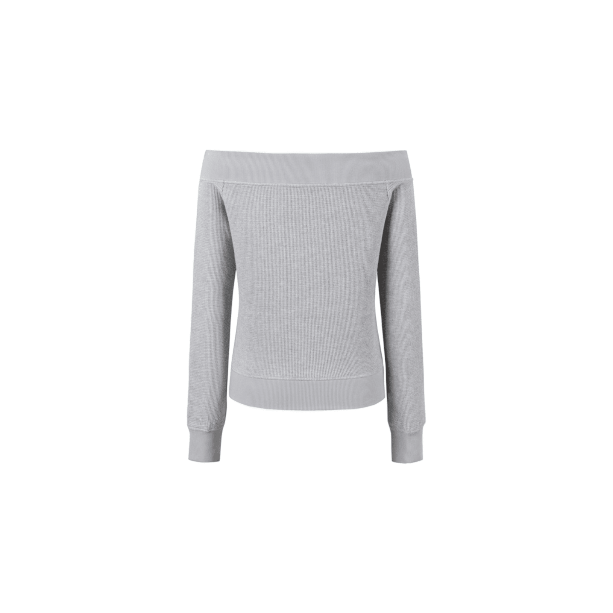 13DE MARZO Off - shoulder Shimmering Waffle Sweatshirt in Grey | MADAX
