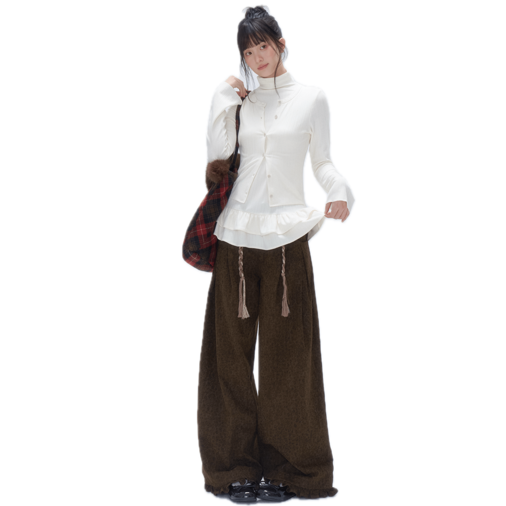 CHAOSCHAOS Off - white Two - piece Turtleneck Lace Top | MADAX