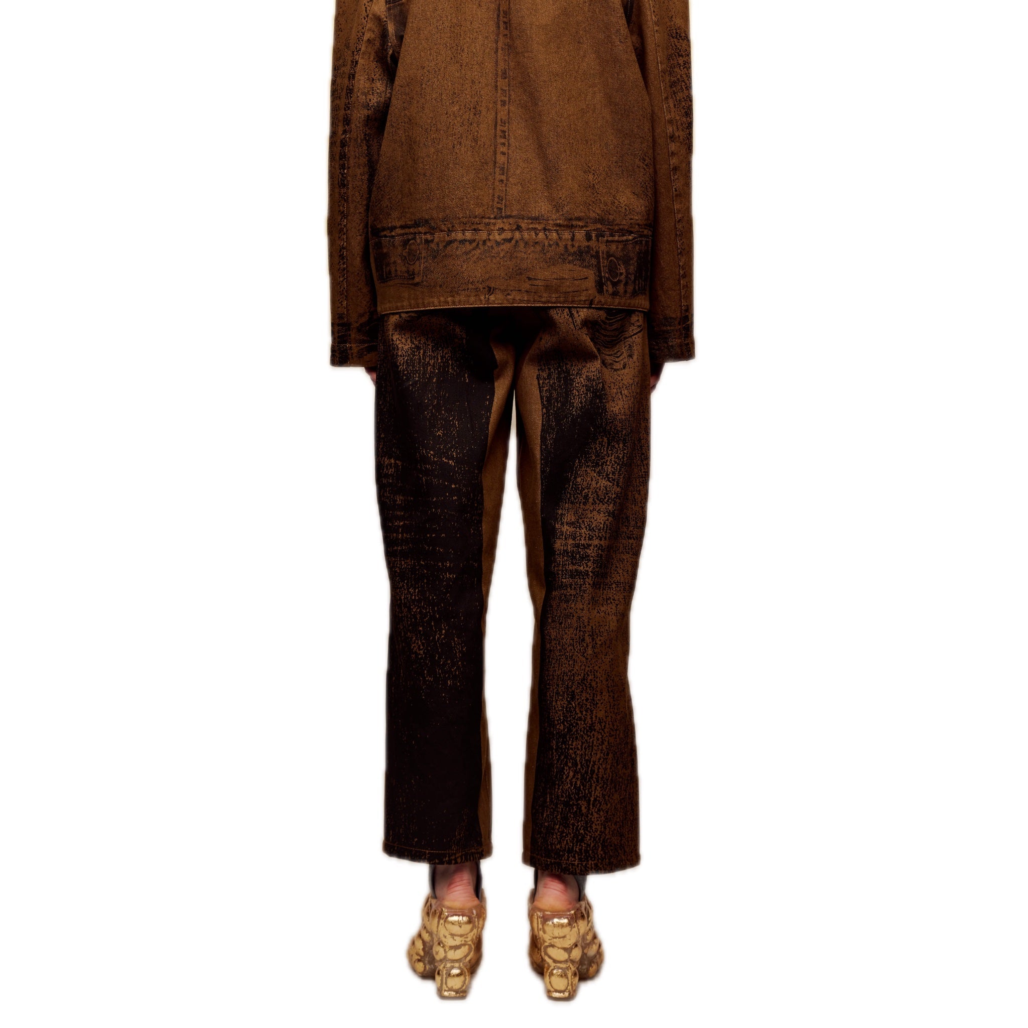 ilEWUOY Offset Printed Denim Cropped Tapered Pants | MADA IN CHINA