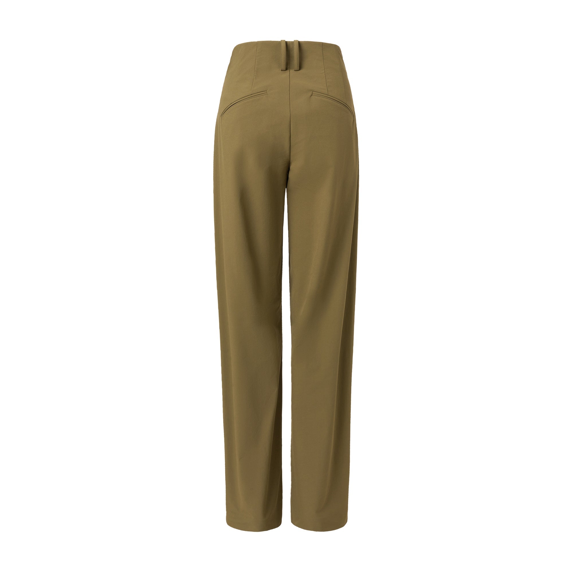 Ther. Olive Drab High-waisted Tapered Trousers | MADA IN CHINA