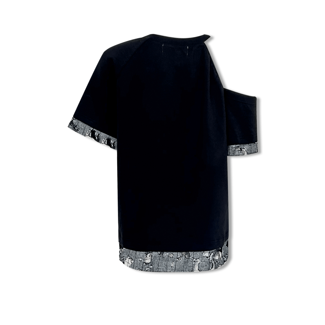 AIMME SPARROW One - shoulder Bear Print Short - sleeved Top In Black | MADAX