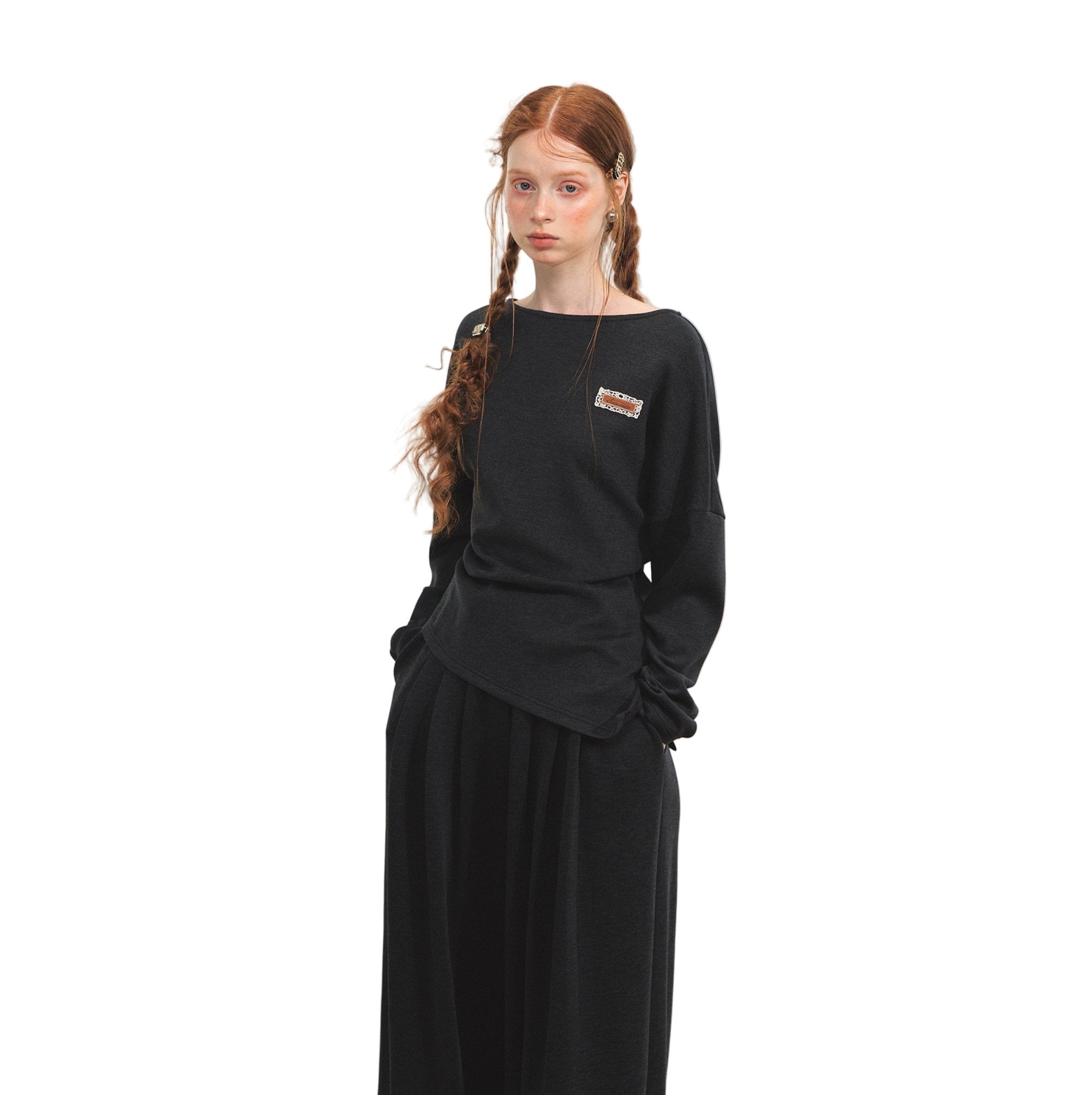 SOMESOWE One - shoulder Irregular Top In Dark Gray | MADAX