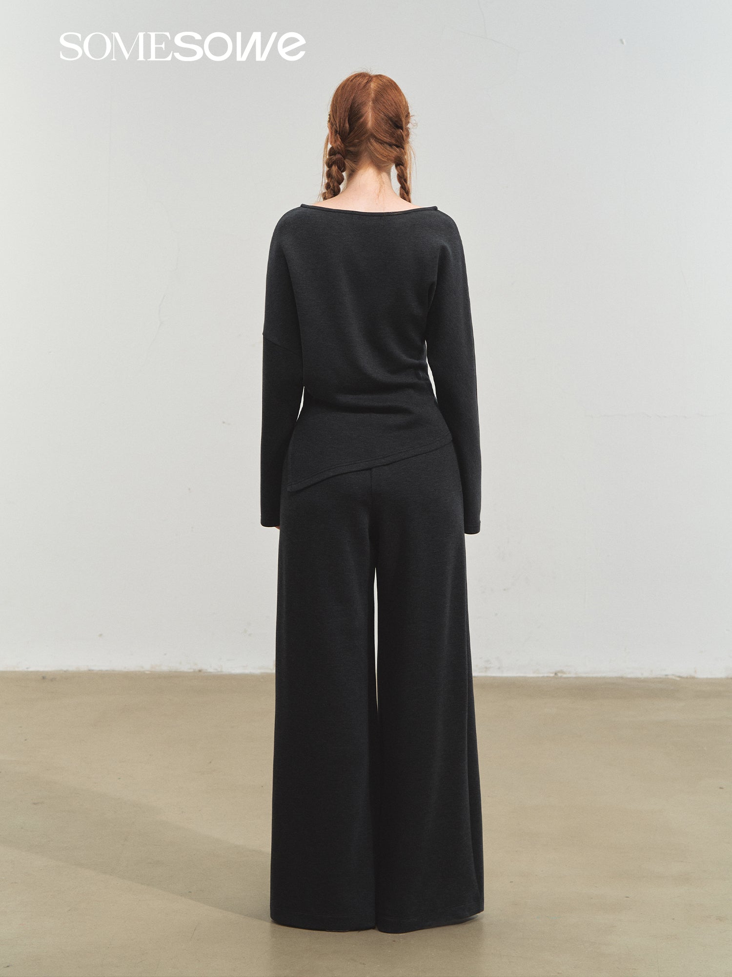 SOMESOWE One - shoulder Irregular Top In Dark Gray | MADAX