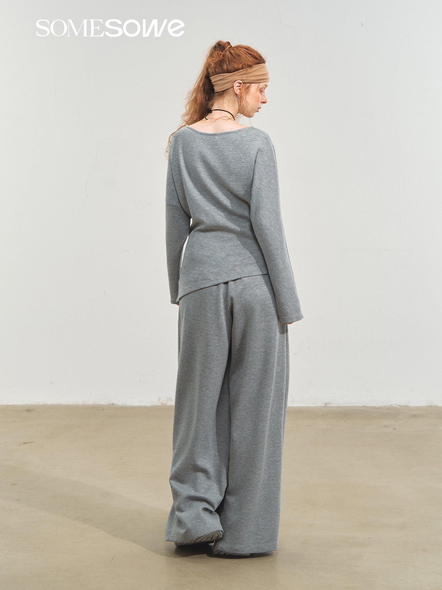 SOMESOWE One - shoulder Irregular Top In Light Gray | MADAX