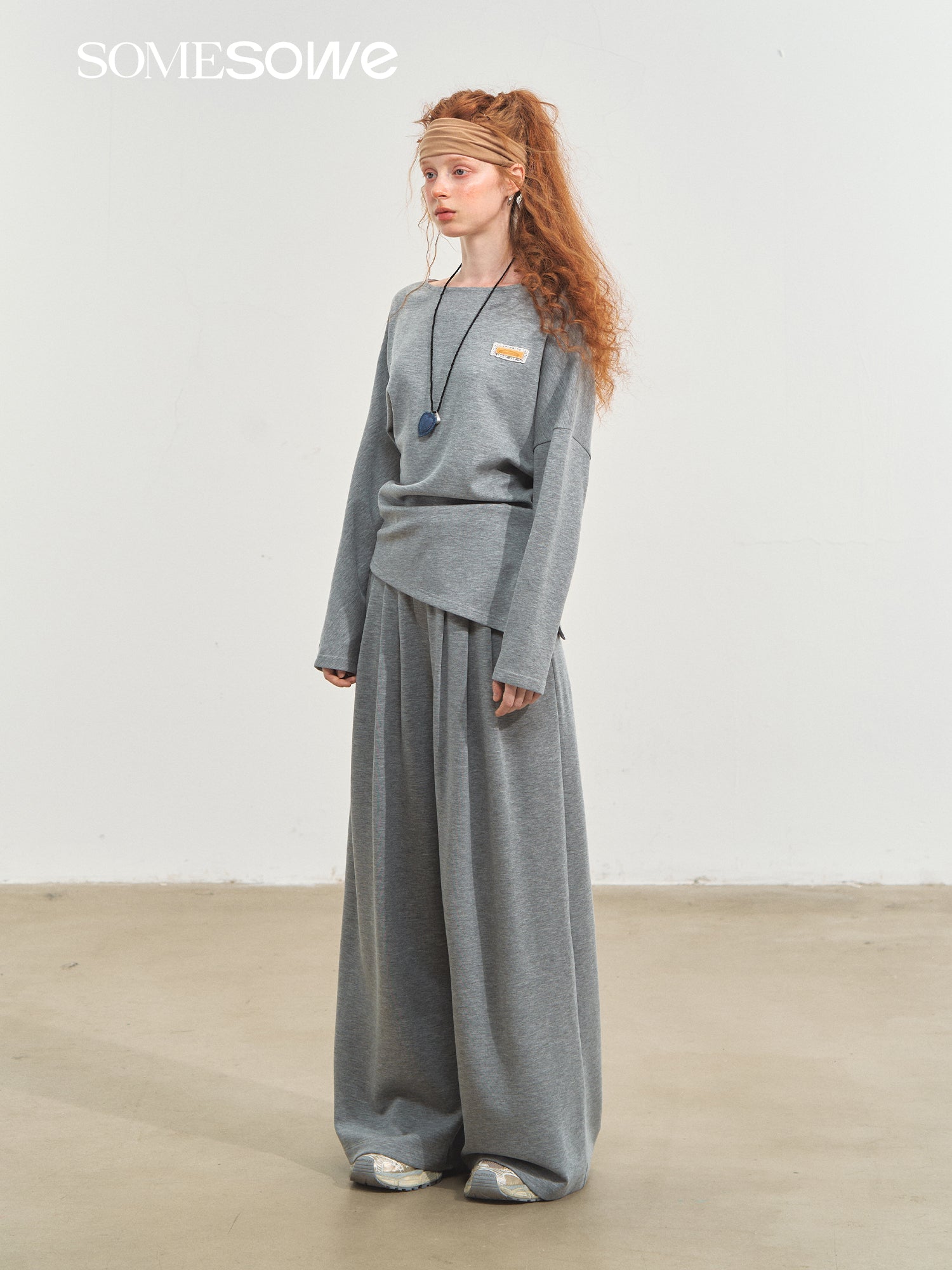 SOMESOWE One - shoulder Irregular Top In Light Gray | MADAX