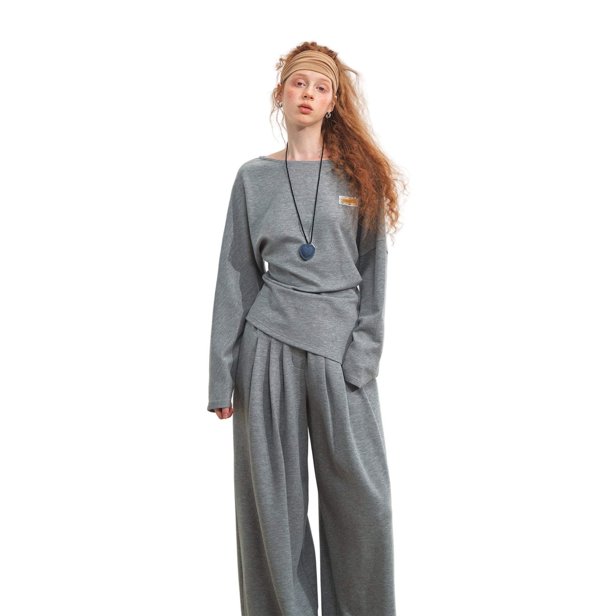 SOMESOWE One - shoulder Irregular Top In Light Gray | MADAX