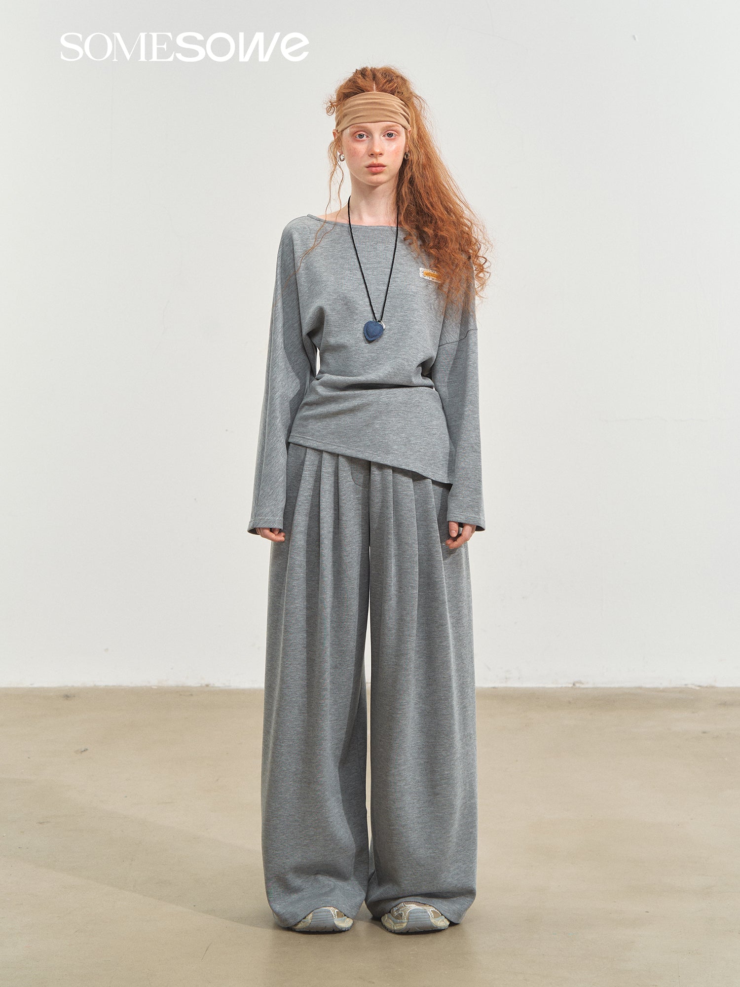 SOMESOWE One - shoulder Irregular Top In Light Gray | MADAX