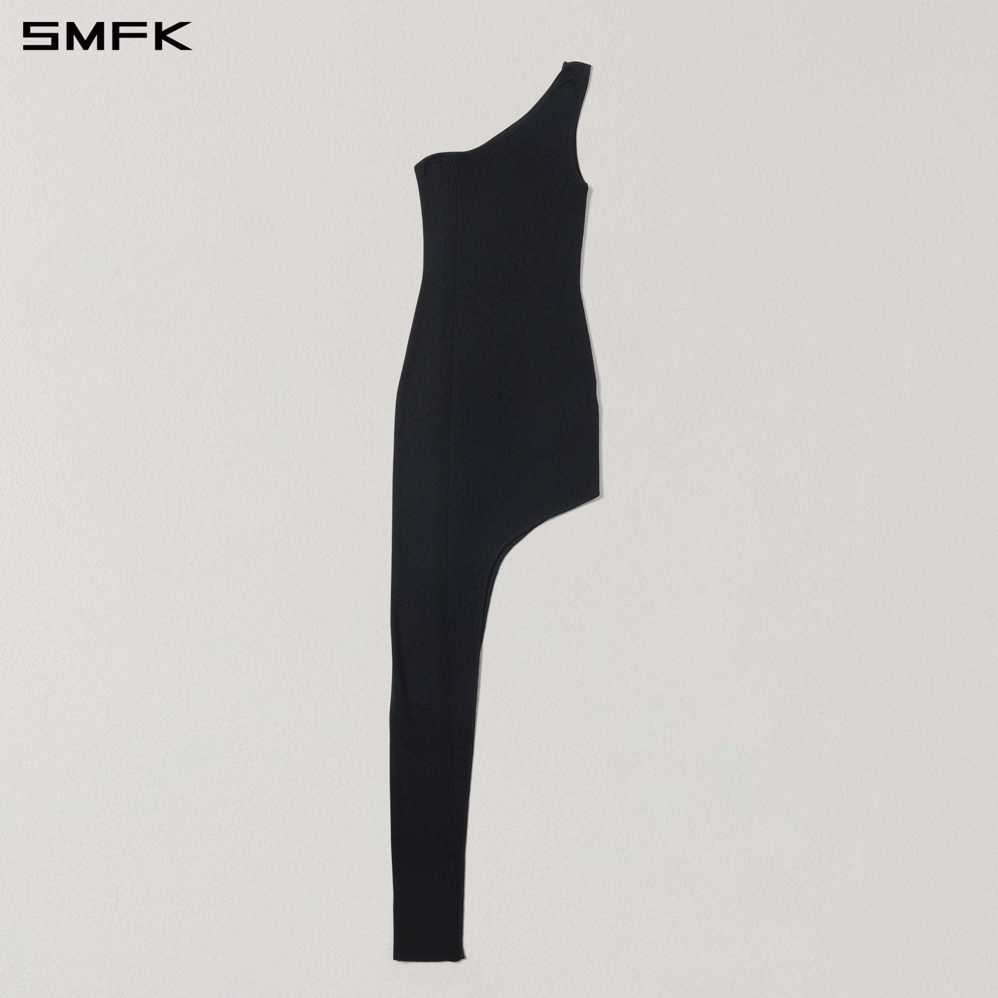 SMFK One-Shoulder Knitted Evening Dress in Black | MADAX