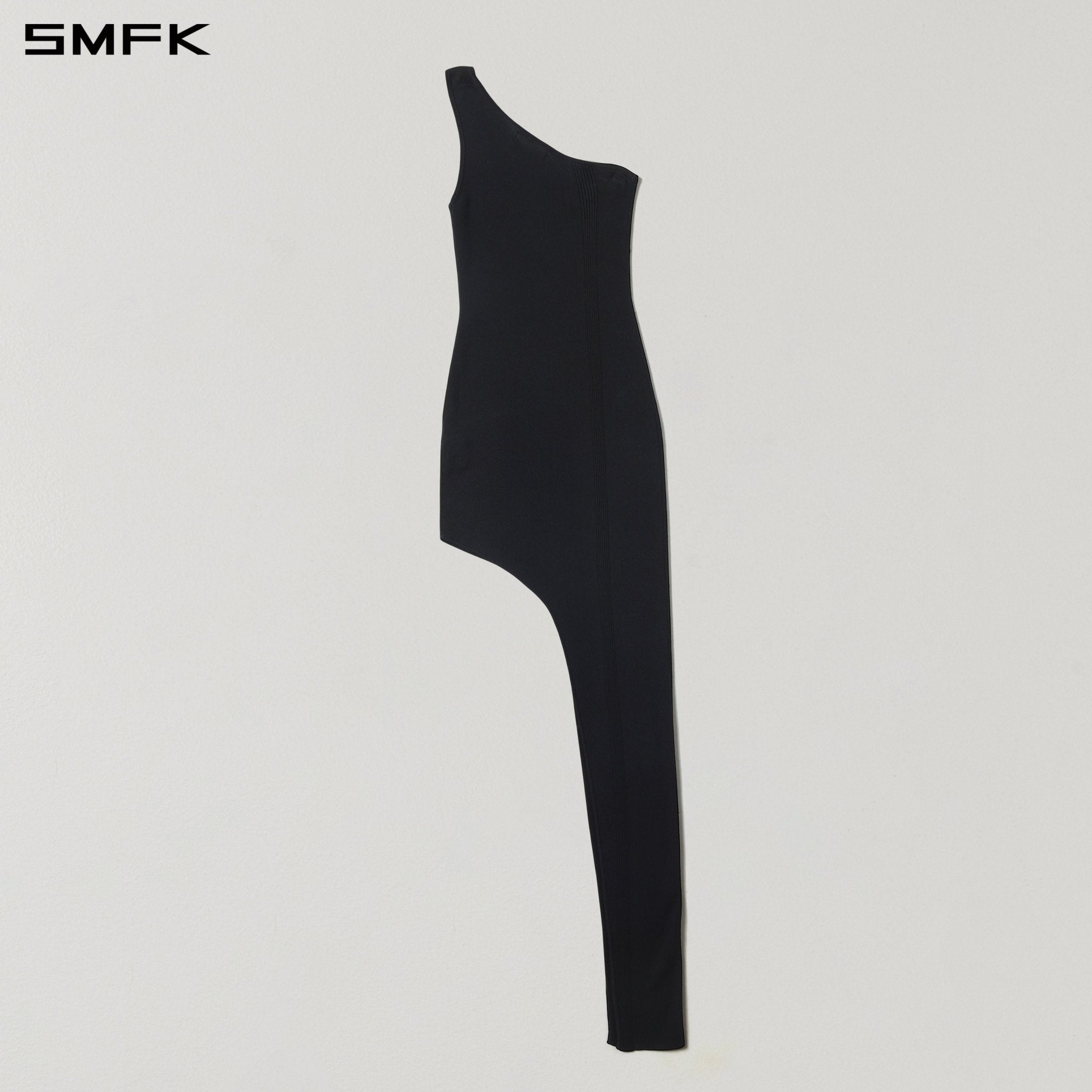 SMFK One-Shoulder Knitted Evening Dress in Black | MADAX