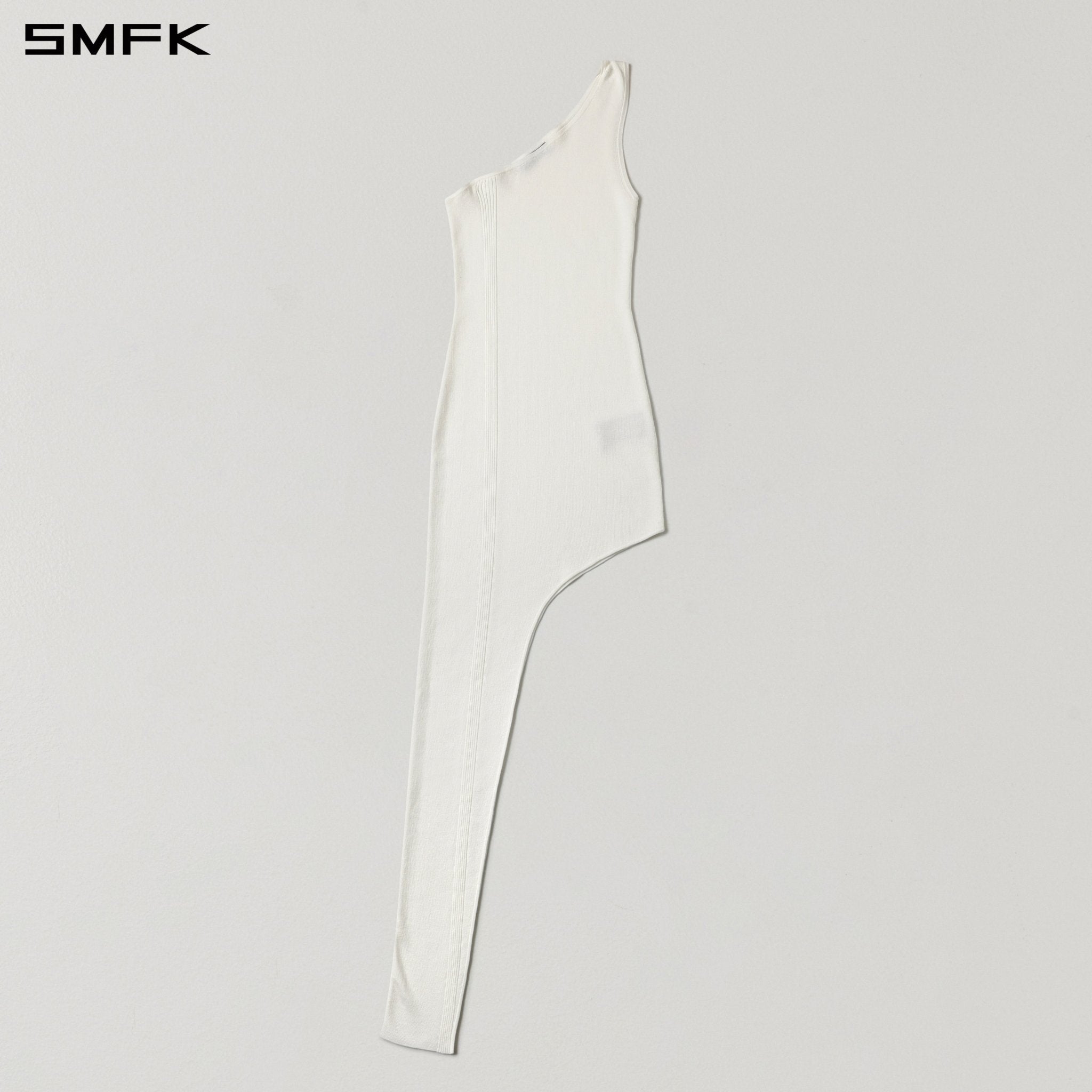 SMFK One-Shoulder Knitted Evening Dress in White | MADAX