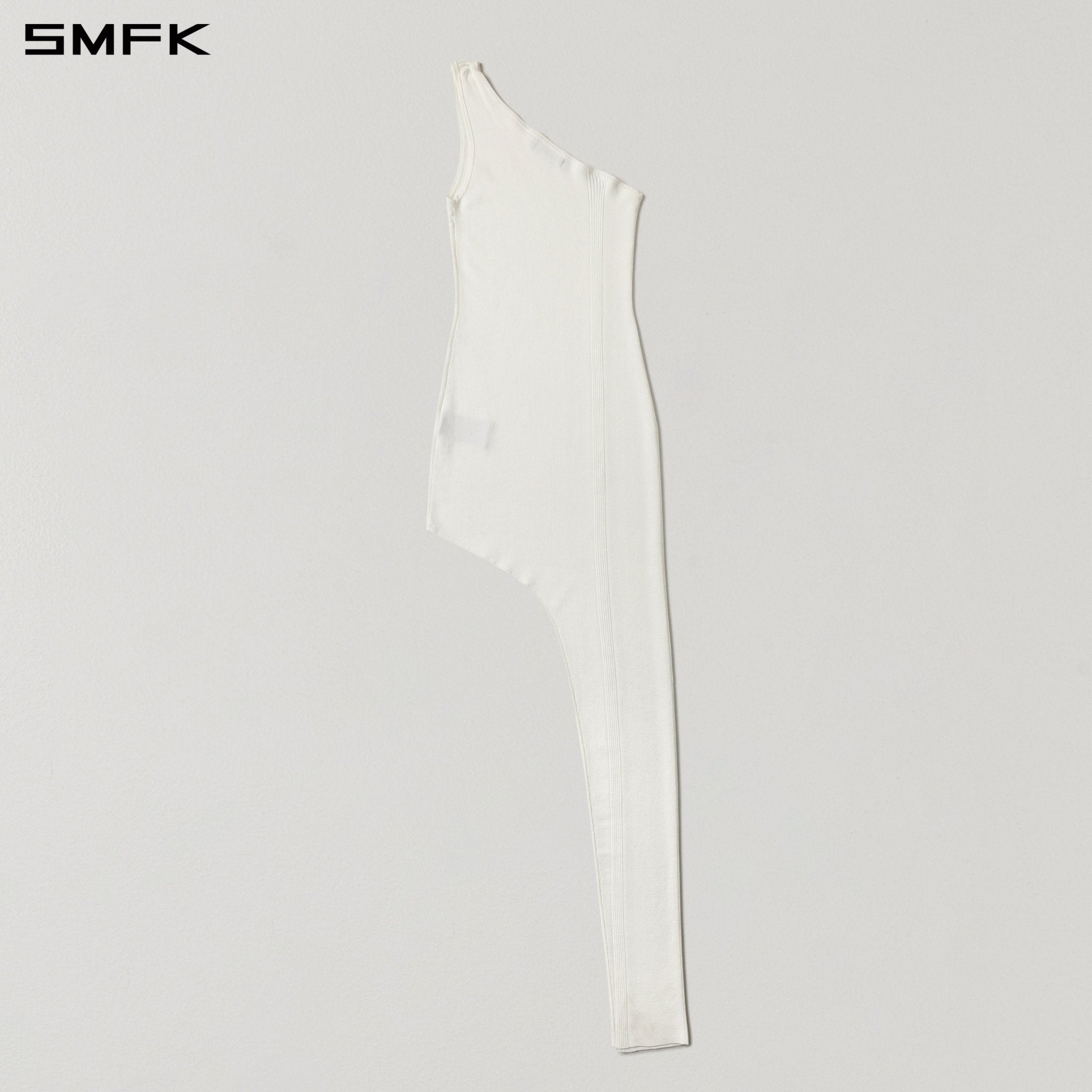 SMFK One-Shoulder Knitted Evening Dress in White | MADAX