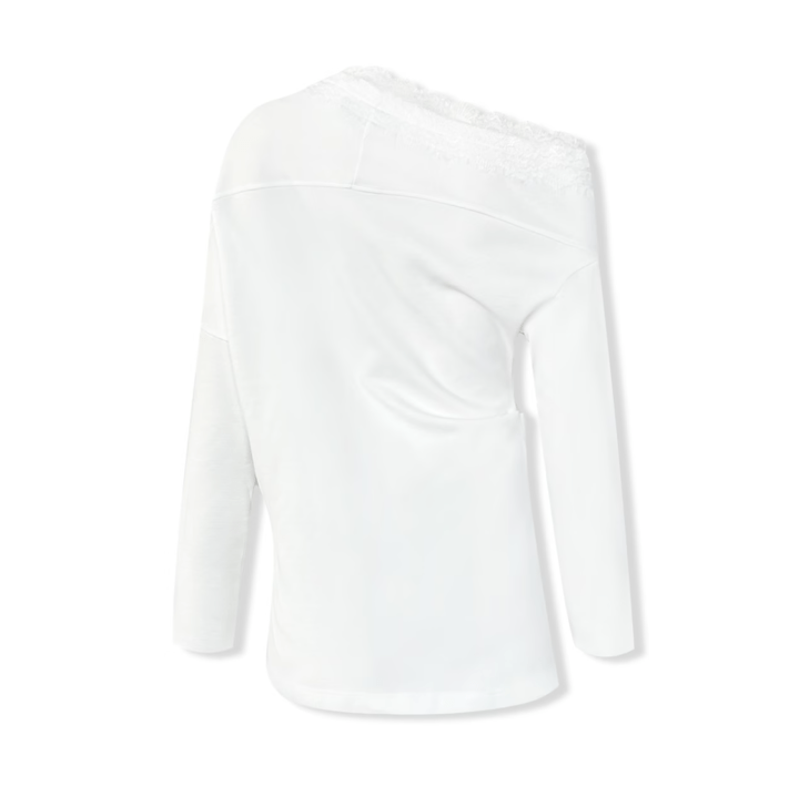 NOT FOR US One - shoulder Lace - trimmed Embroidered Top in White | MADAX