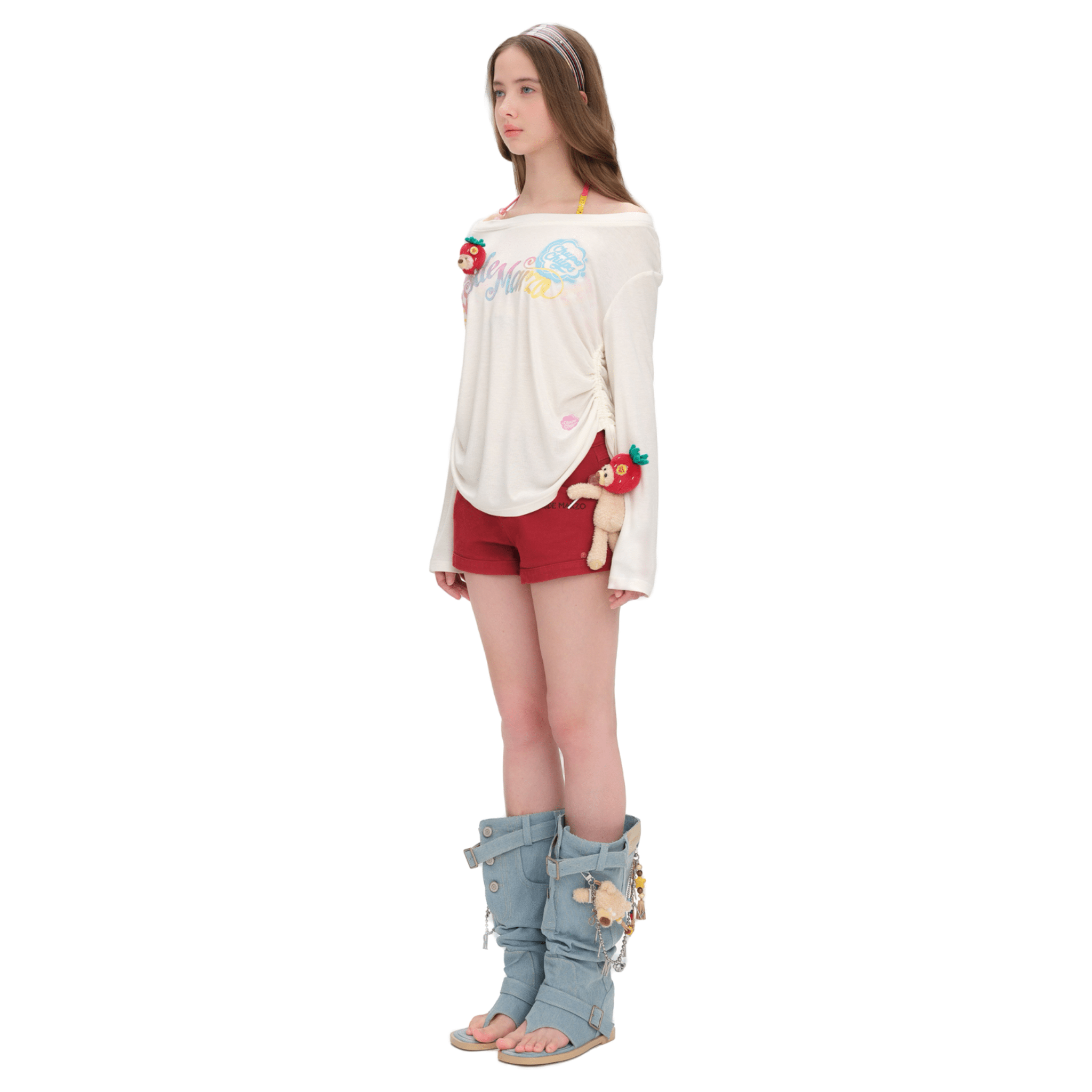 13DE MARZO One - shoulder Long - sleeved Suit in White | MADAX