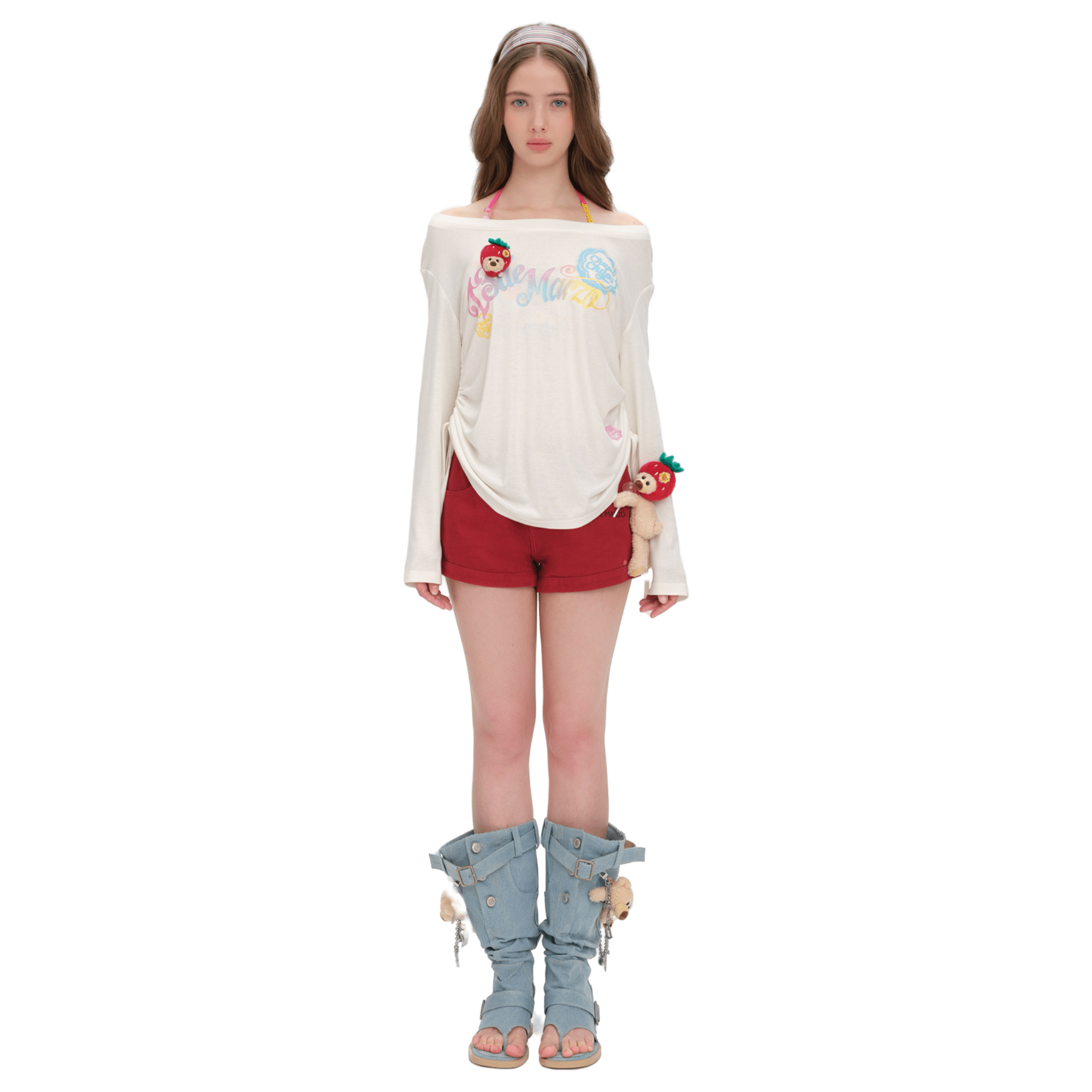 13DE MARZO One - shoulder Long - sleeved Suit in White | MADAX